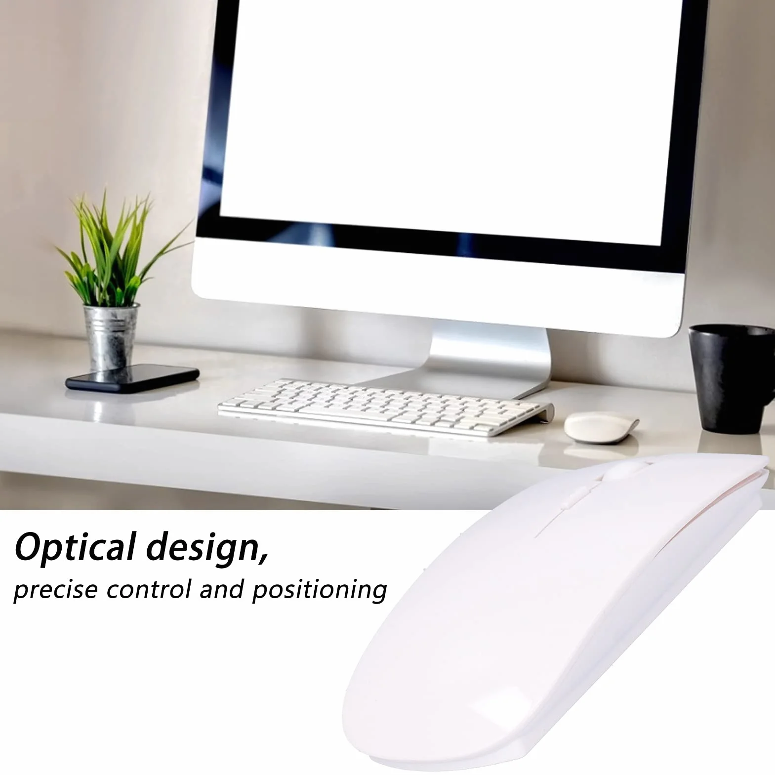 Przenośna mysz bezprzewodowa ADITAM, smukła mysz Bluetooth, technologia pozycjonowania optycznego, mysz ergonomiczna, do notebooków, komputerów stacjonarnych, gier, biura(czarny) Double the comfort