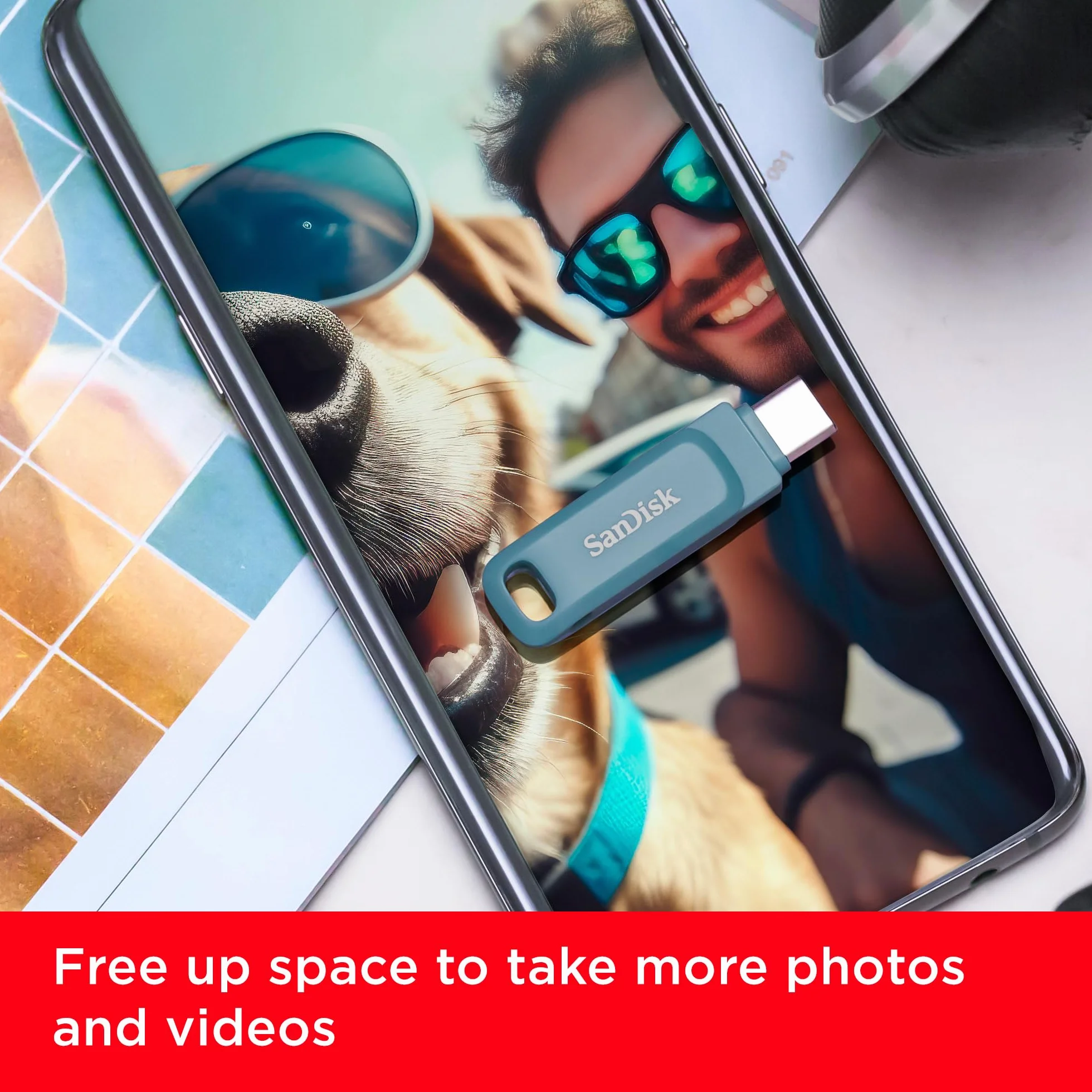 SANDISK Ultra Dual Drive Go, pamięć flash USB typu C i typu A, 256 GB (pamięć do 400 MB/s, odwracalne złącza typu C i typu A do smartfonów z systemem Android, tabletów i Mac) Navagio Bay