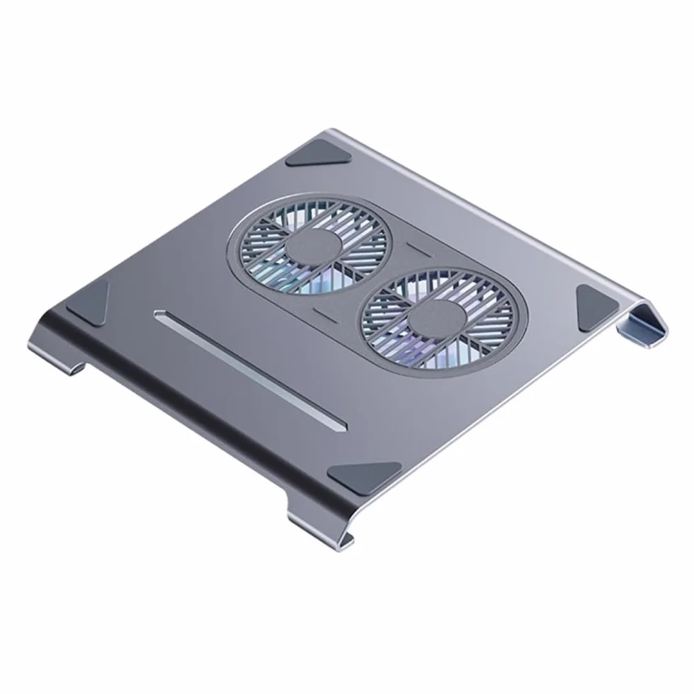 Podstawka pod laptopa, Aluminum Alloy Laptop Radiator Dual Fan Laptop Cooling Stand with Type-C Port,Akcesoria do biurka(Gray)