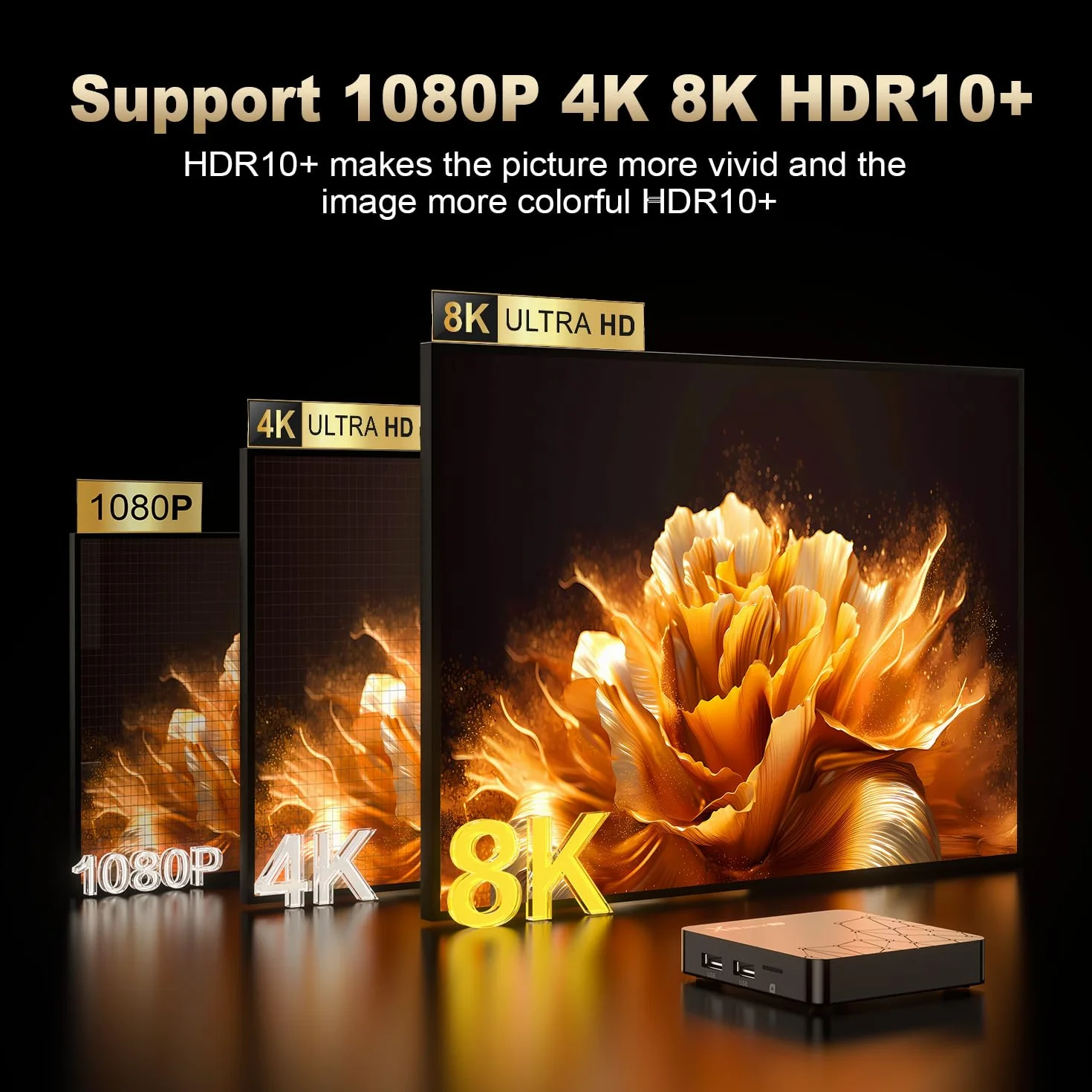 GREVA Android 14.0 TV Box, rozdzielczość 8K UHD, Android Box 2 GB RAM 16 GB ROM RK3518mini Quad-Core 64bit Cortex-A53, 2,4 GHz / 5,0 GHz Dual Wifi6 10/100 M LAN Enternet Bluetooth 5.0 USB 3.0 Smart TV