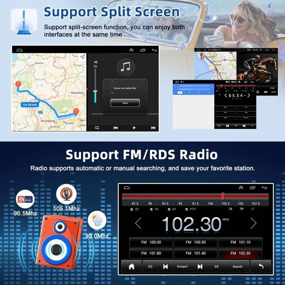 Radio samochodowe stereo 2 + 64 G dla Peugeot Partner 2008-2019 Head Unit for Citroën Berlingo 2 Android 14 GPS nawigacja z bezprzewodowym Carplay, Android 10", ekran dotykowy, Bluetooth, WiFi, FM