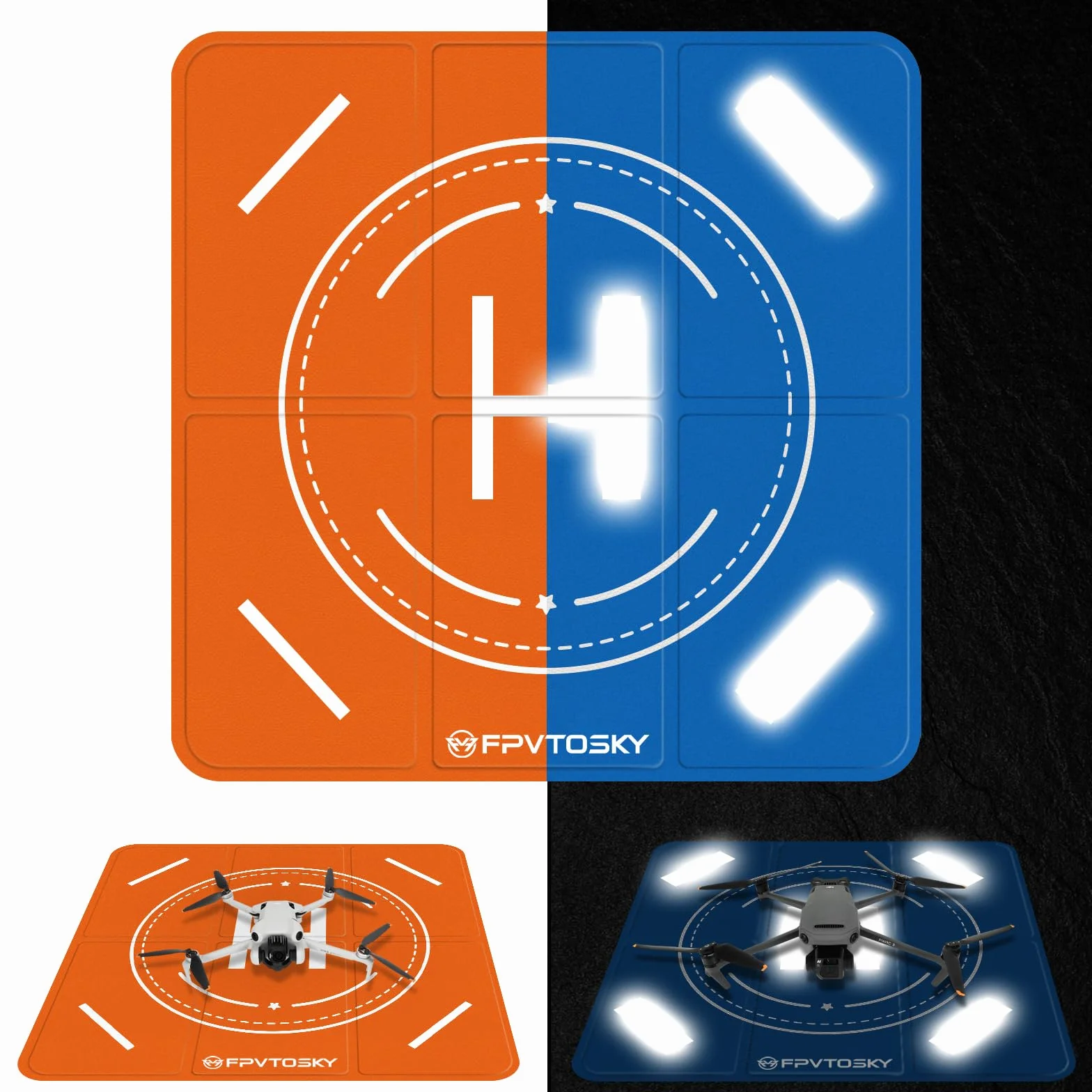 FPVtosky Składana podkładka do lądowania Helipad, 65 cm, ważona, kompatybilna z DJI Mini 3 Pro/Mini 2/Mavic 3, Air 2s/Avata/FPV/Phantom/Inspire