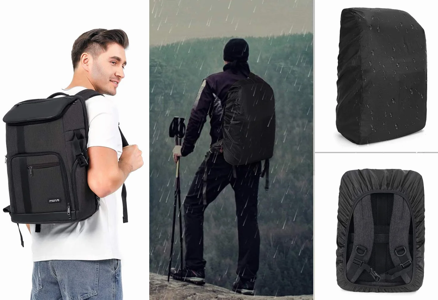 MOSISO Plecak na aparat 43.9 cm, DSLR/SLR/Mirrorless Case Duża męska / damska torba na aparat fotograficzny z kieszenią na laptopa i uchwytem na statyw i osłoną przeciwdeszczową kompatybilna z