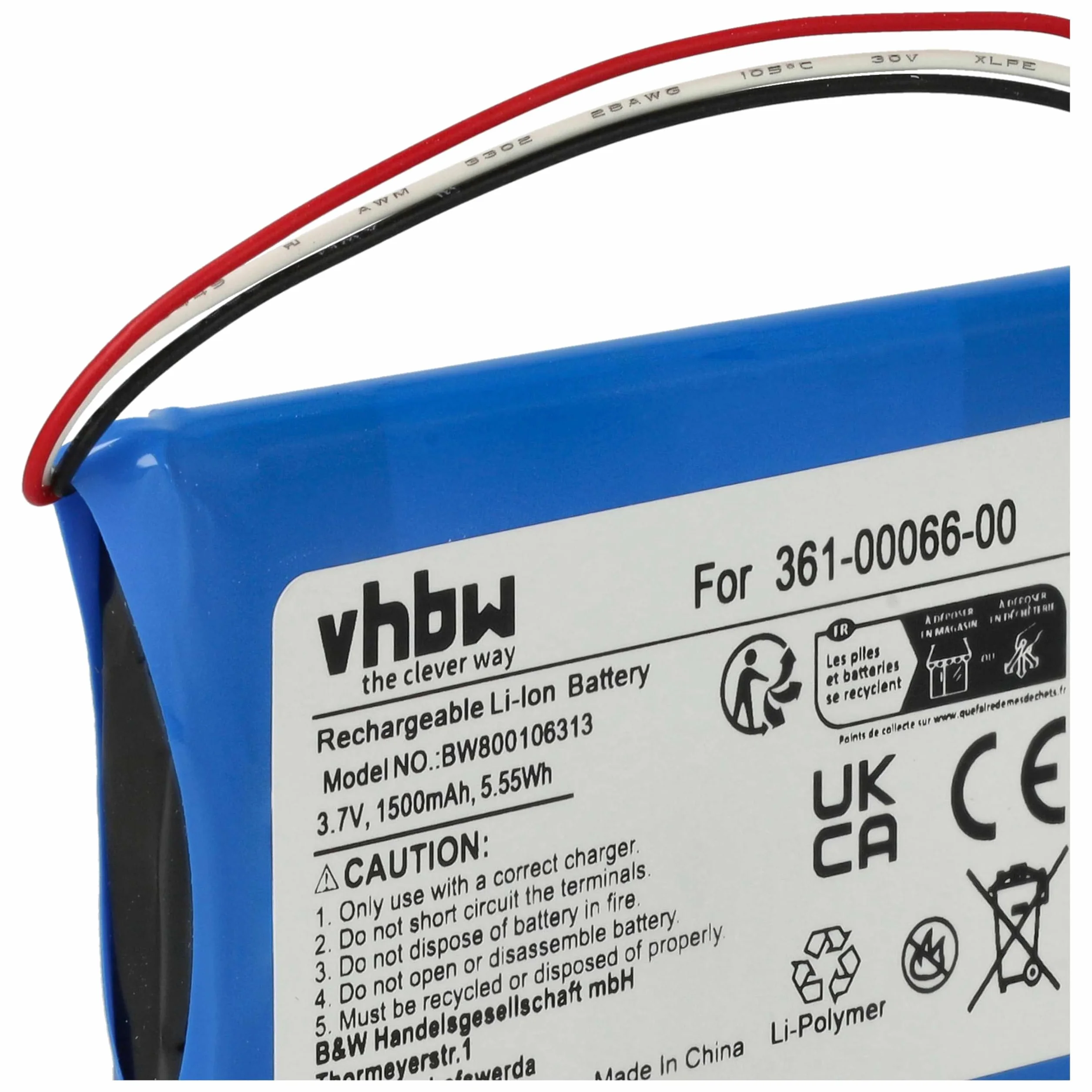 vhbw Bateria kompatybilna z Garmin Dezl 770, 760LMT-D, 760LMT GPS Navigation Navi (1500 mAh, 3,7 V, litowo-jonowa)