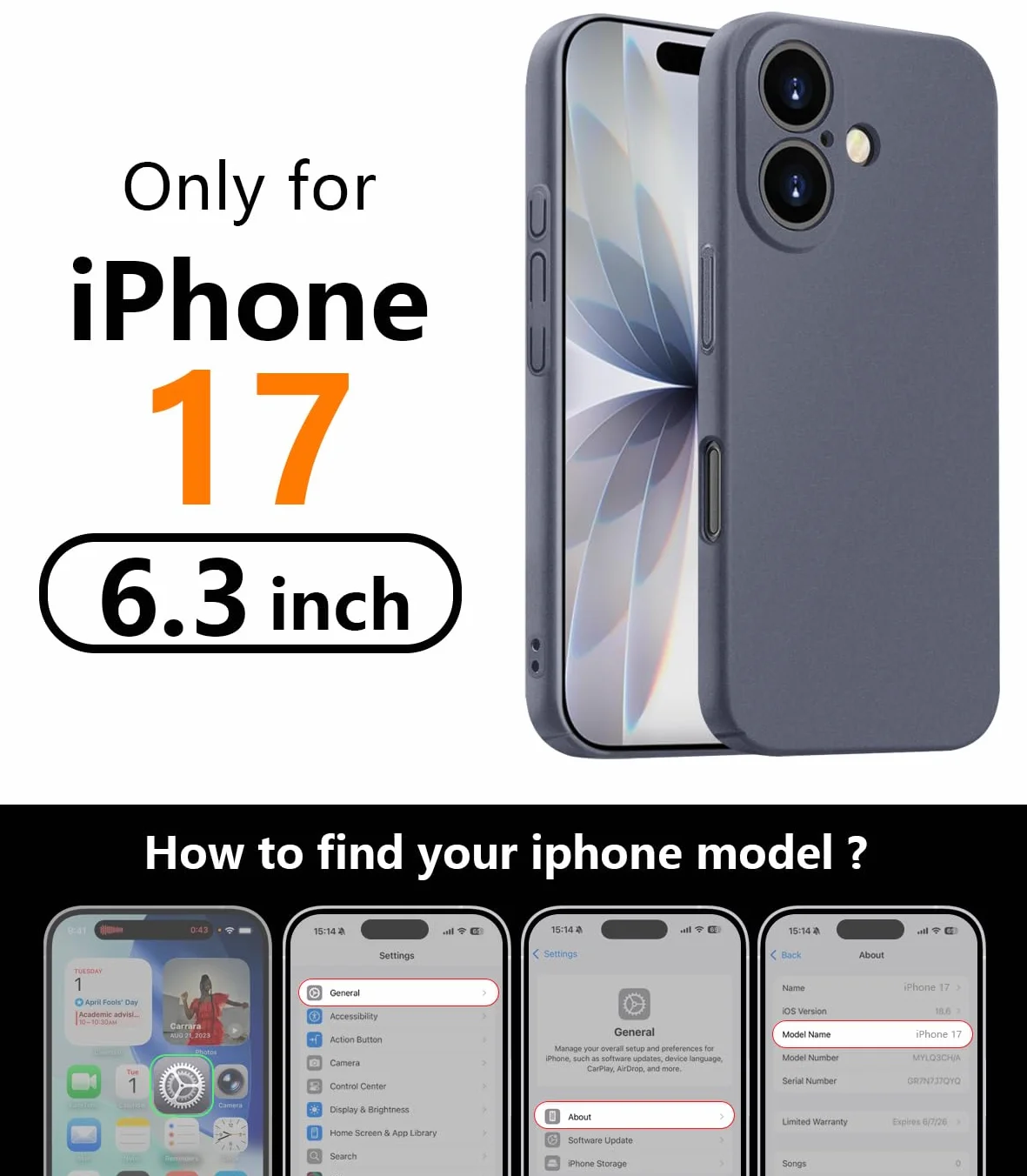Bastmei Etui na iPhone'a 17, minimalistyczne etui na telefon niezwykle lekkie, ultralekkie, super cienkie, cienkie, ochrona aparatu, twarda obudowa PC do iPhone'a 17 6,27 cala 2025 (szary żwir)