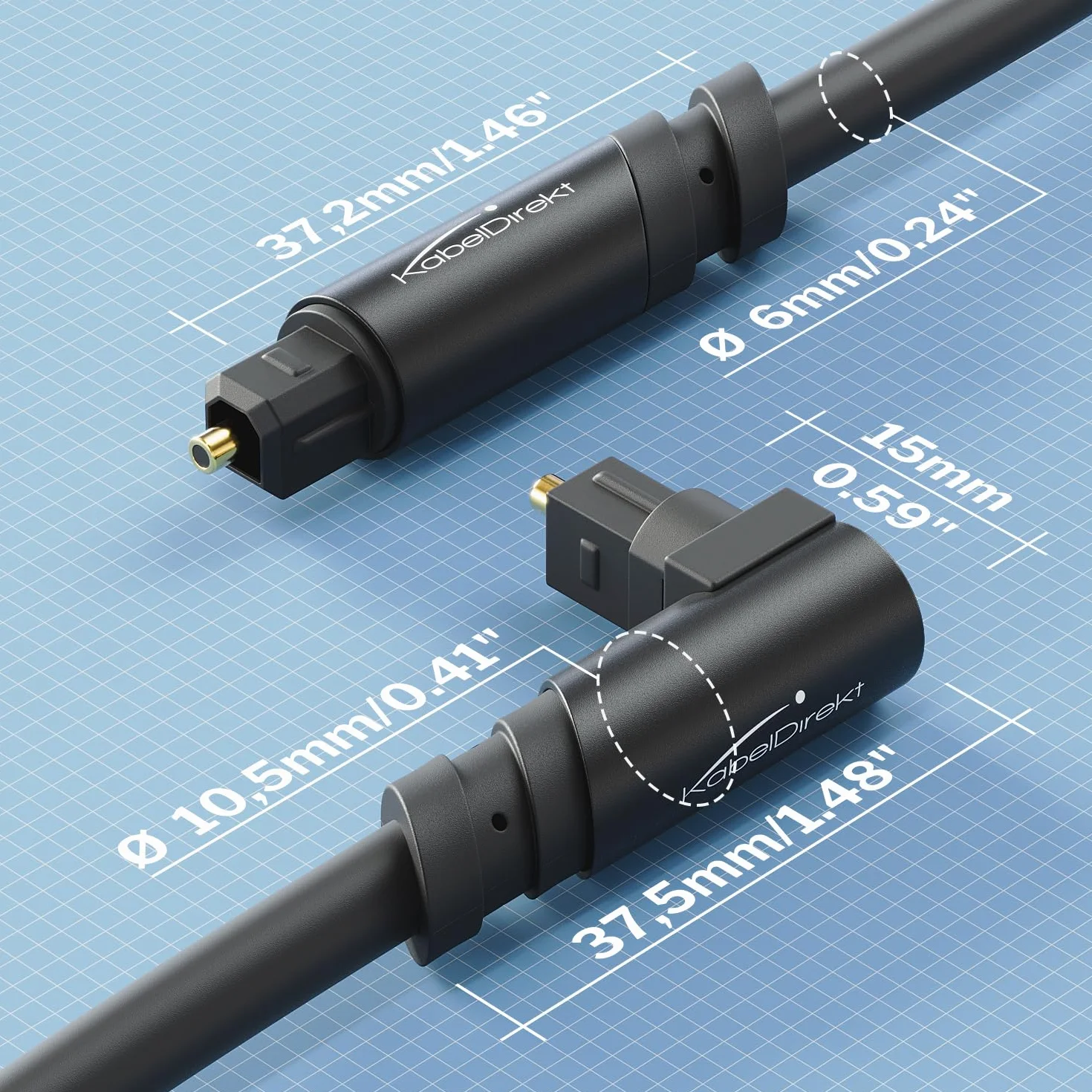 KabelDirekt – Kabel optyczny audio pod kątem 90° z 0% stratą sygnału – 3 m – Kabel TOSLINK (S/PDIF, światłowodowy do kina domowego, wzmacniaczy, Gaming, PS4, Xbox)