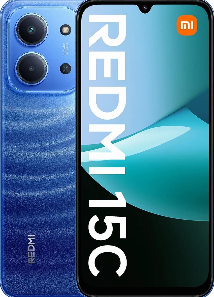 XIAOMI Redmi 15C, smartfon 4 + 128 GB, wyświetlacz 6,9" 120 Hz, 7,99 mm, MediaTek Helio G81 Ultra, podwójny aparat 50 MP, mega bateria 6000 mAh, 2 lata, niebieski, ładowarka nie wchodzi w