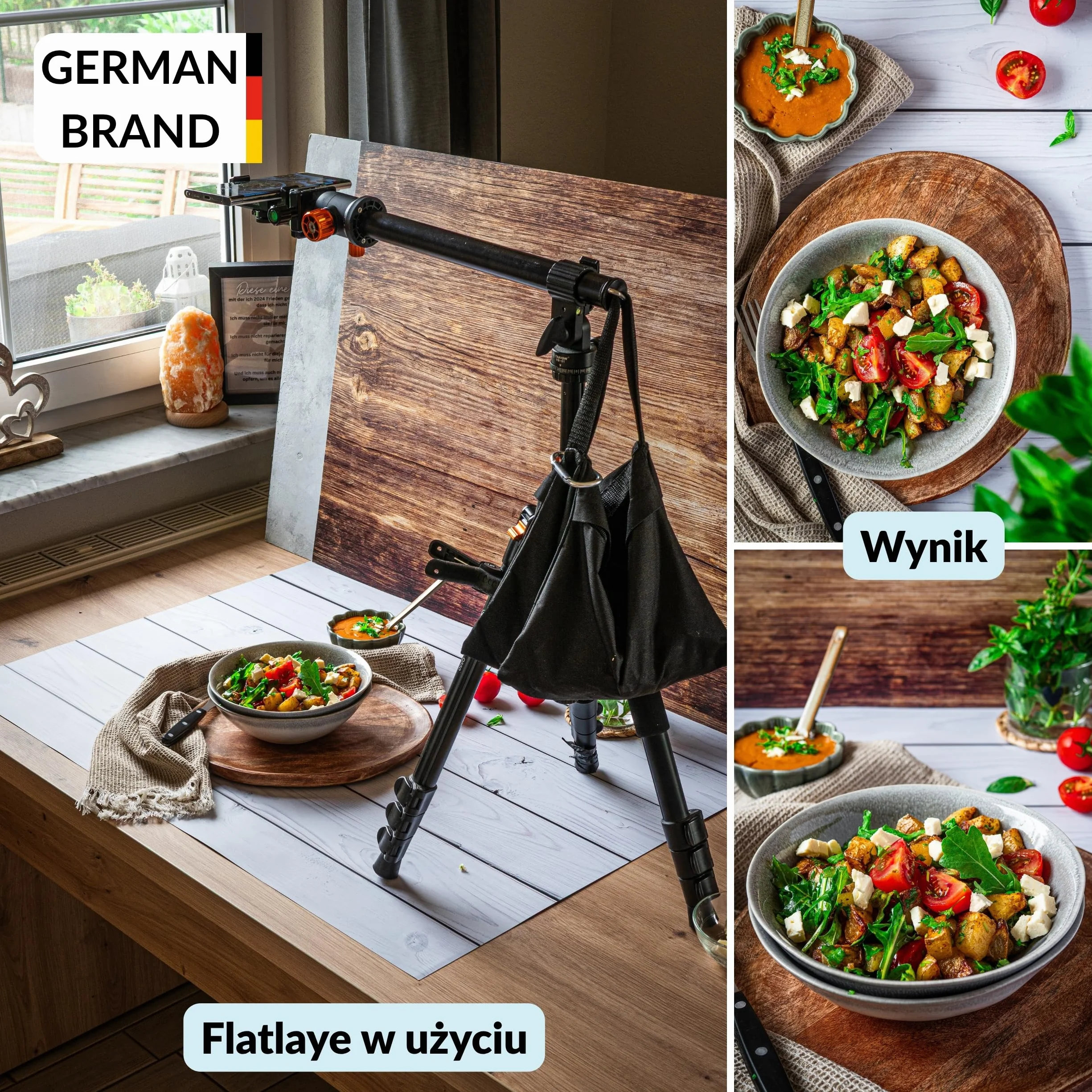 Lens-Aid tło fotograficzne flatlay zestaw 5 szt. 84 x 60 cm | 10 wzorów, druk dwustronny, powierzchnia do przetarcia, satynowe wykończenie, made in Germany