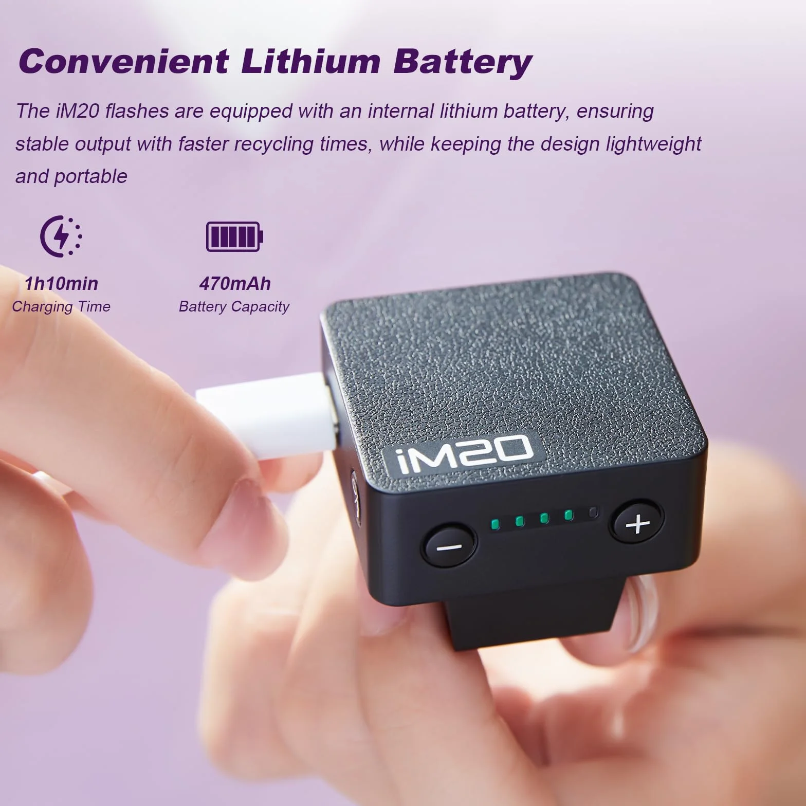 Godox iM20 Mini flash Speedlite - 470 mAh/Type-C Charge/440 Full Power Flash/3s Recycle Times/5 poziomów zasilania
