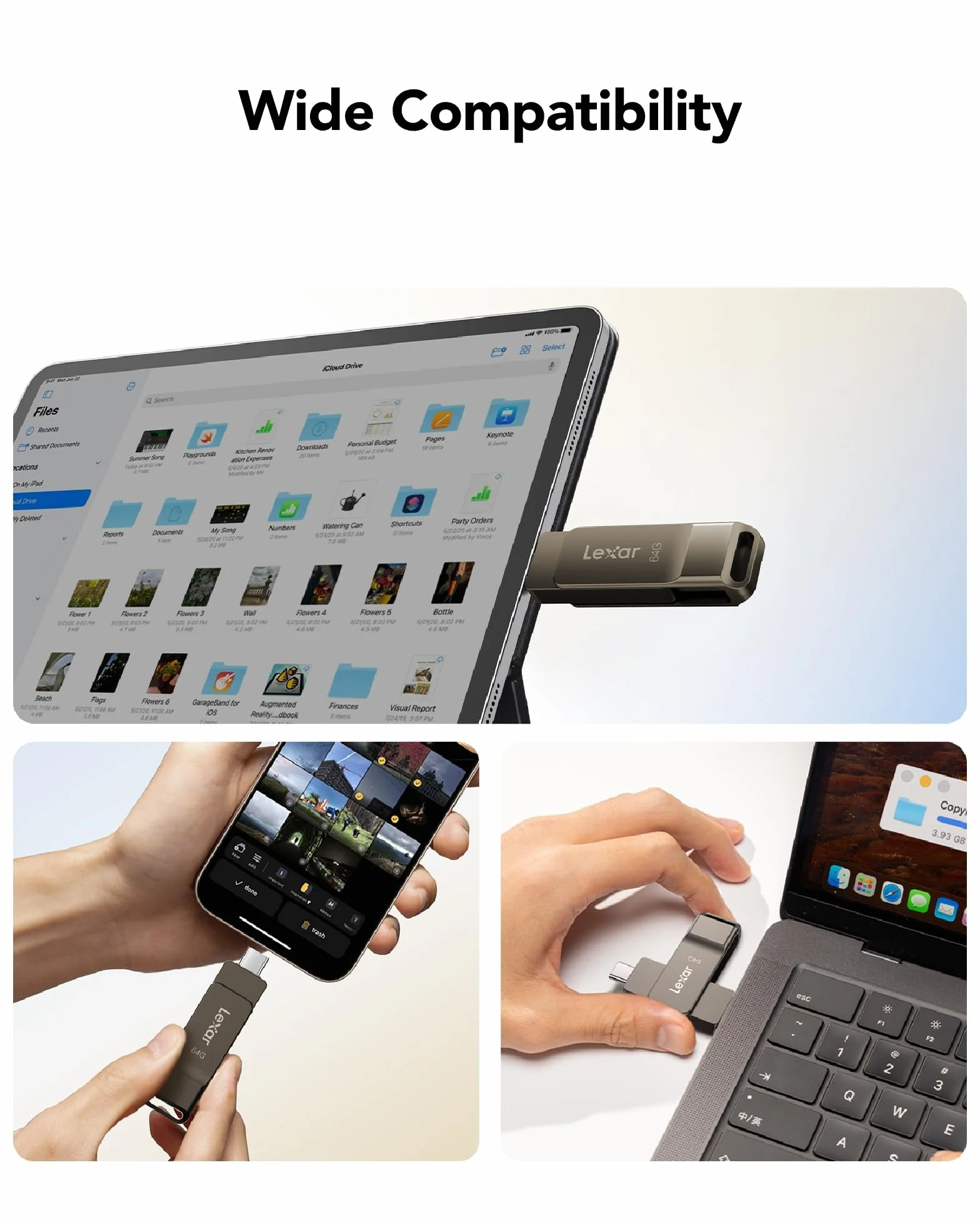 Lexar D40E 64GB Dual USB 3.2 Gen 1 Type-C Jump Drive, USB-C Flash Drive Materiał metalowy obrotowy klucz USB, kompatybilny z iPhonem, szary tytanowy