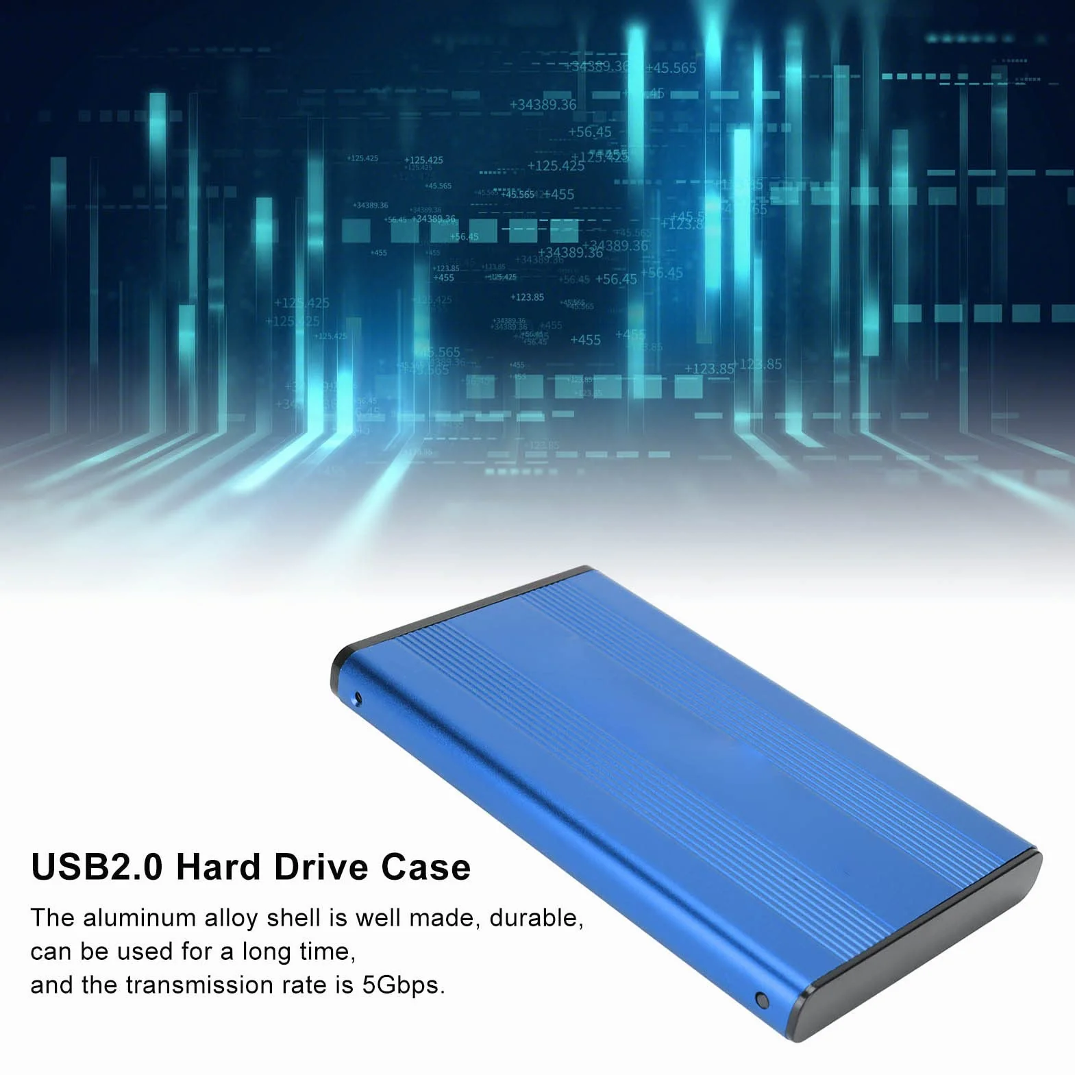 2,5-calowa obudowa HDD, USB 3.0 do SATA, pojemność 2TB, szybkość transmisji 5 Gb/s, przenośna antystatyczna obudowa dysku twardego obsługuje dyski twarde i dyski SSD serii SATa(Blue)