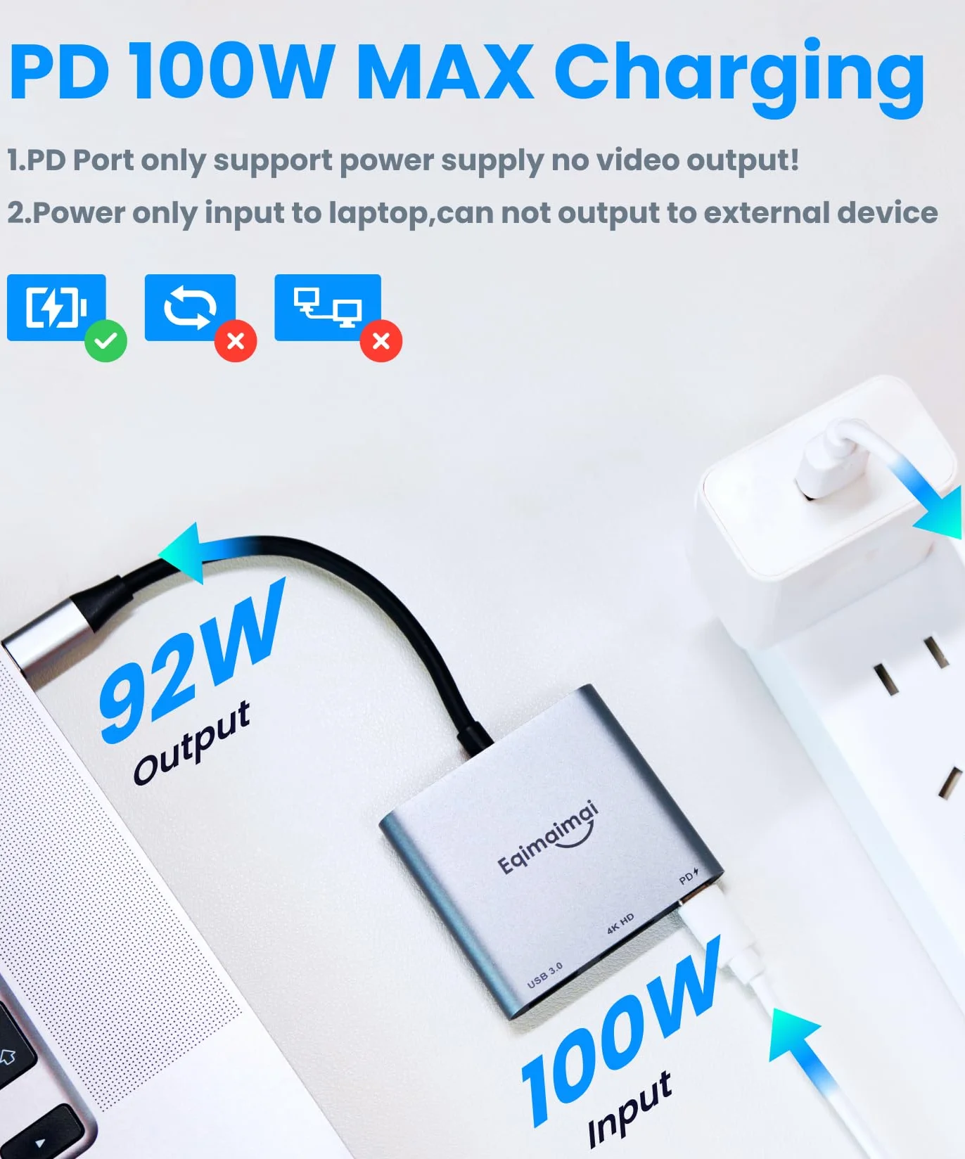 Adapter USB C na HDMI, 4K przy 30 HDMI na USB C, adapter USB C na HDMI z USB 3.0, ładowanie PD 100 W, wieloportowy koncentrator kompatybilny z MacBook Pro, iPad Air, iPhone, laptopem, telewizorem