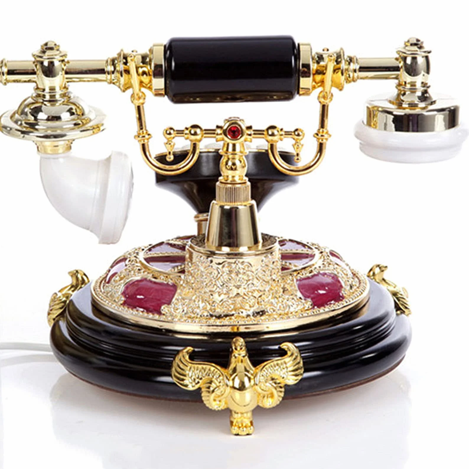 Telefon zabytkowy, telefon retro, antyczny telefon stacjonarny z wyświetlaczem LCD, telefon stacjonarny na biurko i do dekoracji, stary telefon do domu i biura