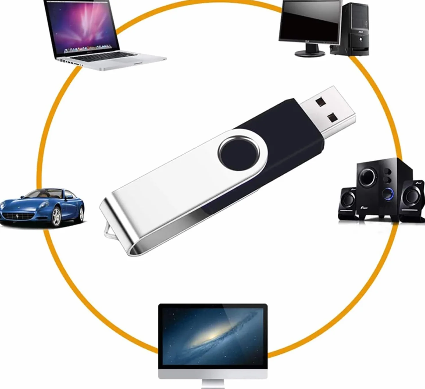 Pamięć flash USB 16 GB, USB 2.0, pendrive, składana, obrotowa konstrukcja, czarna, 2 szt