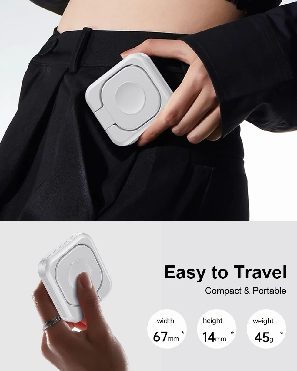 Magnetyczna stacja ładująca Apple Watch, 5 W, bezprzewodowa, szybka ładowarka iWatch z kablem USB C, tryb nocny, do Apple Watch Ultra 2/10/9/8/7/6/SE/SE2/5/4/3/2, przenośny, podróżny, chowany, biały