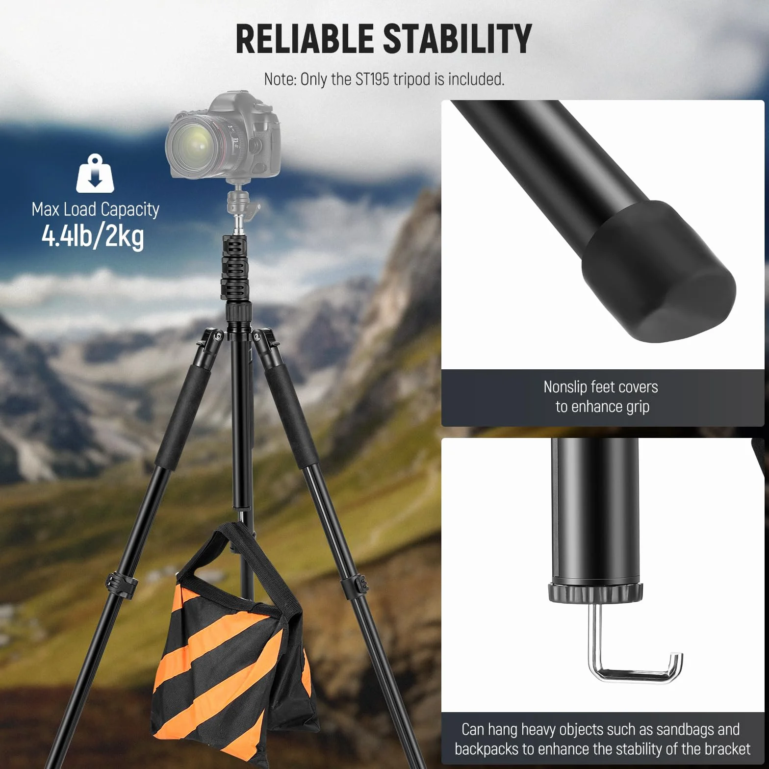 NEEWER Stojak na oświetlenie fotograficzne, 47-195 cm aluminiowy dwustronny statyw oświetleniowy studyjny, przenośny stojak wideo na telefon ze śrubą 1/10.2 cm do aparatu stroboskopowego Softbox,