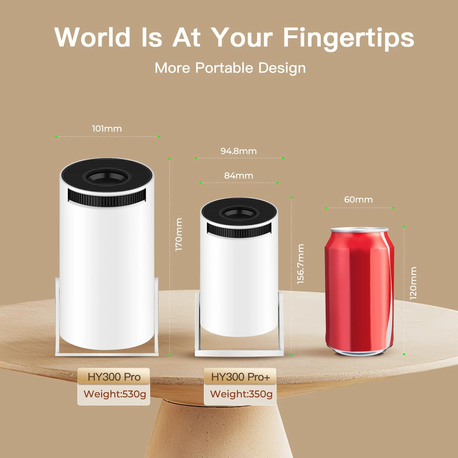 Mini projektor ze zintegrowanym WiFi i Bluetooth, Android 11, 1080P 4K, przenośny projektor z obrotem 180°, wersja HY300pro+ do użytku domowego i zewnętrznego LYNCAST OptiBarrel 500