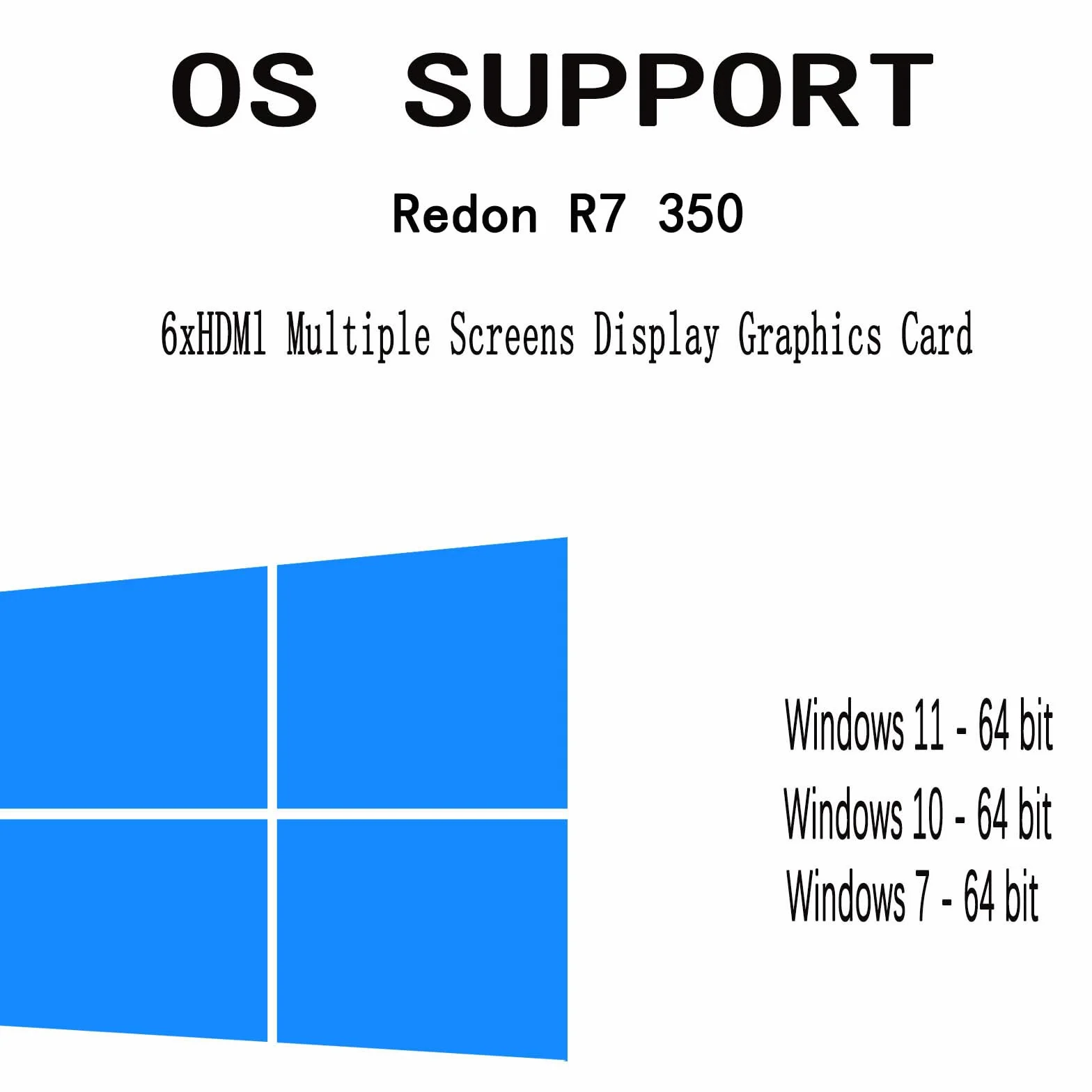 Karta graficzna Radeon R7 350, 2 GB GDDR5, 6 HDMI | 6 wyjść HDMI do wielu monitorów biurowych, handlowych, stacji roboczych i konfiguracji digital signage