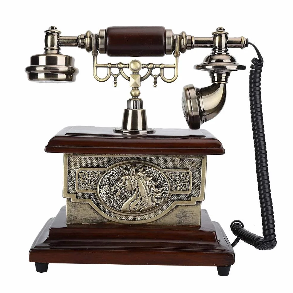 Telefon w stylu retro w stylu vintage, słuchawka z identyfikacją dzwoniącego, telefon stacjonarny z obrotową tarczą, telefon stacjonarny w stylu vintage do domowego biura, telefon przewodowy z wyświ