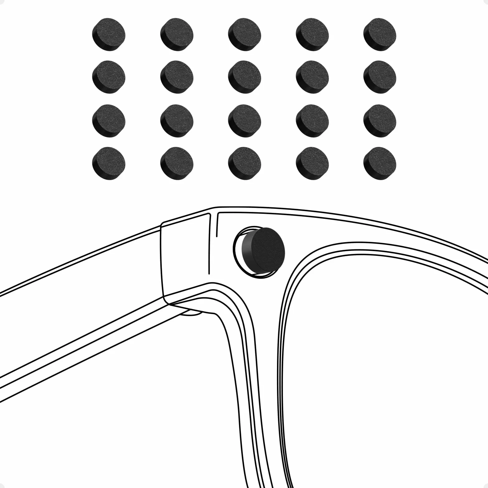 Naklejki LED do inteligentnych szkieł - kompatybilne z Ray-Ban Meta Wayfarer, Skyler, Headliner & Oakley HSTN - wielokrotnego użytku miękkie okładki, matowe czarne wykończenie, 20 szt