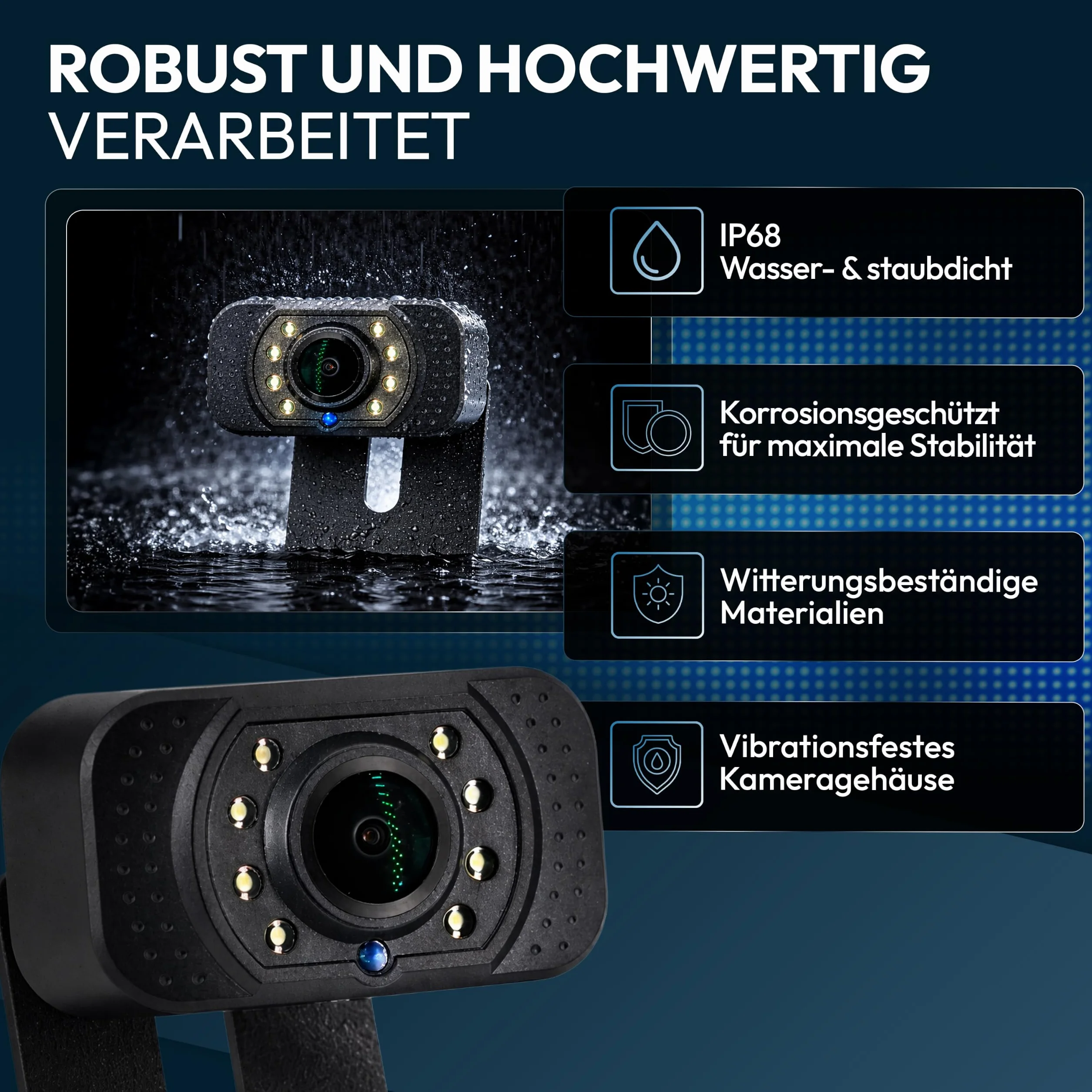 VSG 24 24146 – 4,3" radiowy system cofania do samochodów osobowych, zestaw kamer RVS, rozdzielczość 600TV, widoczność w nocy, kąt 120°, 12V, dopuszczenie do ruchu elektronicznego, IP68 - czarny