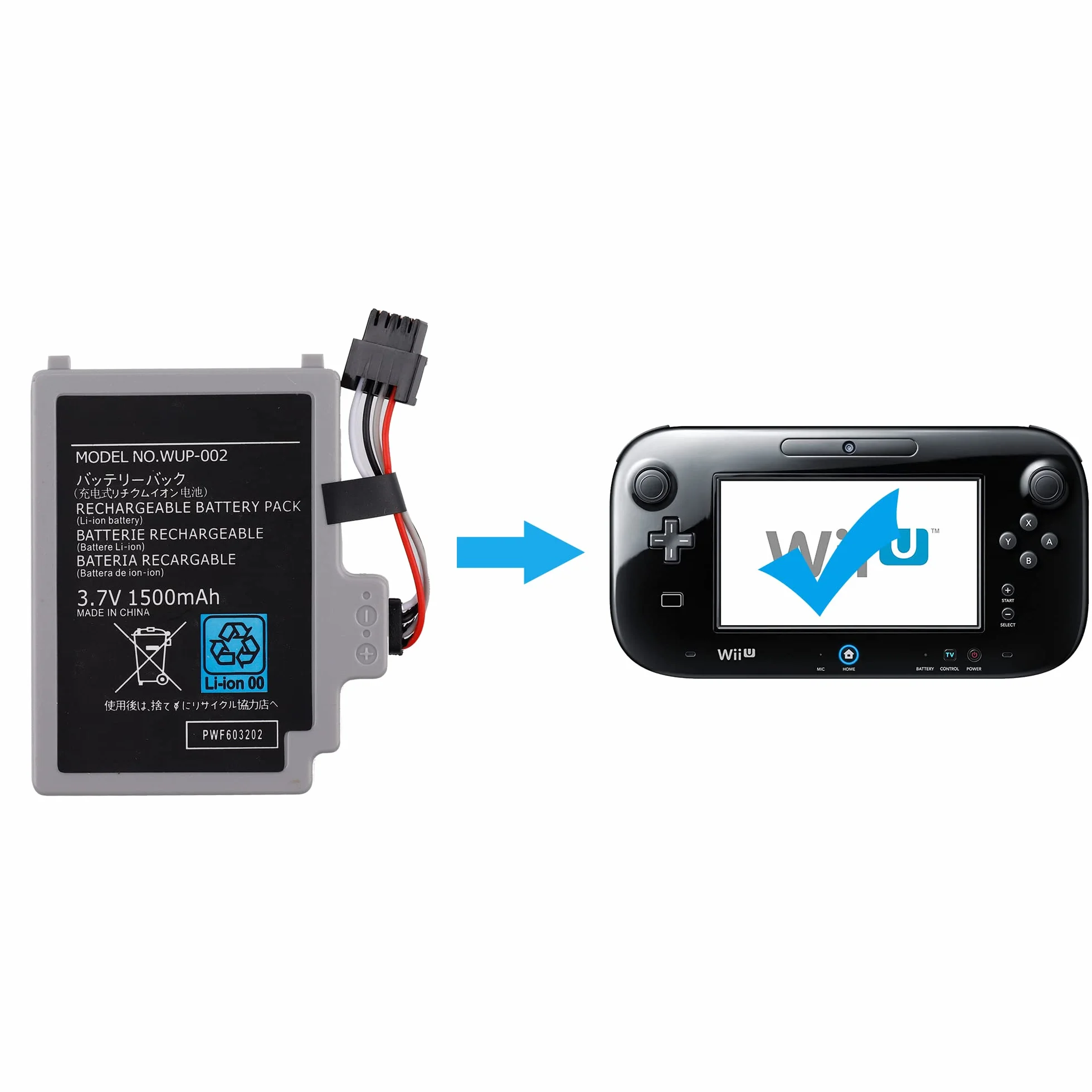 Zapasowy akumulator WUP-012 WUP-002 do kontrolera Gamepad Wii U