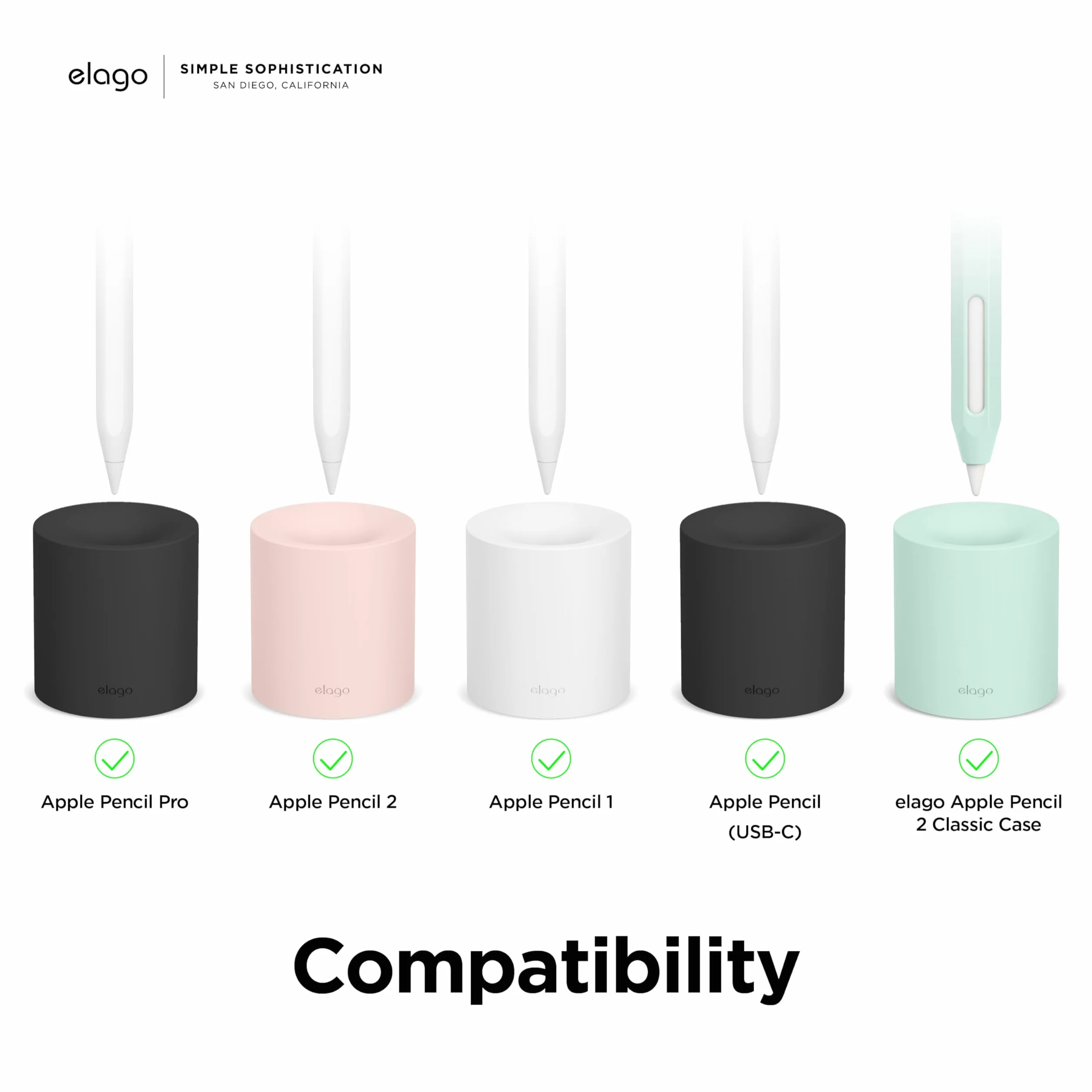 elago Stojak na Rysik do Serii Apple Pencil | Serii Apple Pencil oraz Dowolny Rysik do Tabletu z Etui lub bez (Czarny)