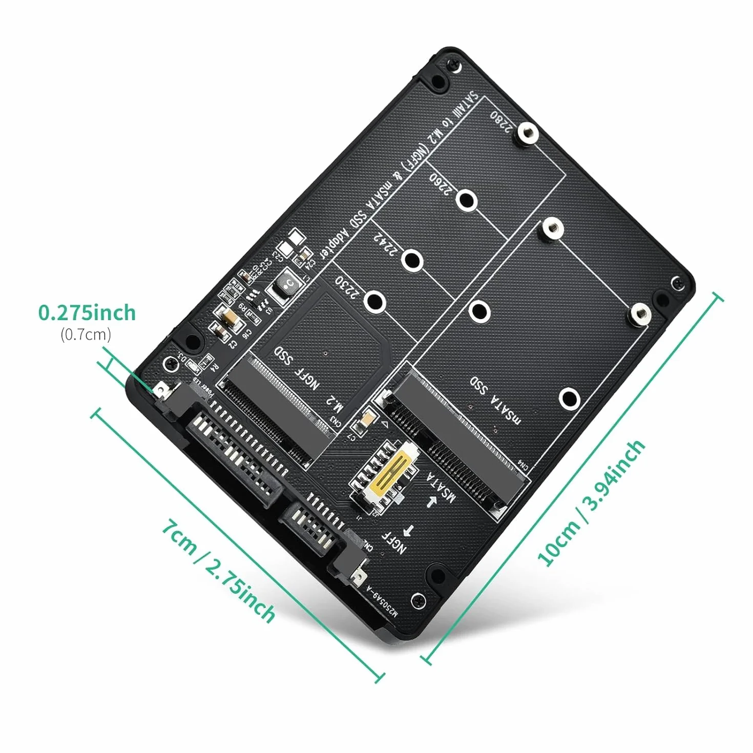 ELUTENG Adapter M.2 NGFF/mSATA 2,5" SATA III, 2 w 1 konwerter do MSATA i B Key/B&M NGFF SSD klucza (NIE obsługuje NVMe/PCIe ani M-Key)