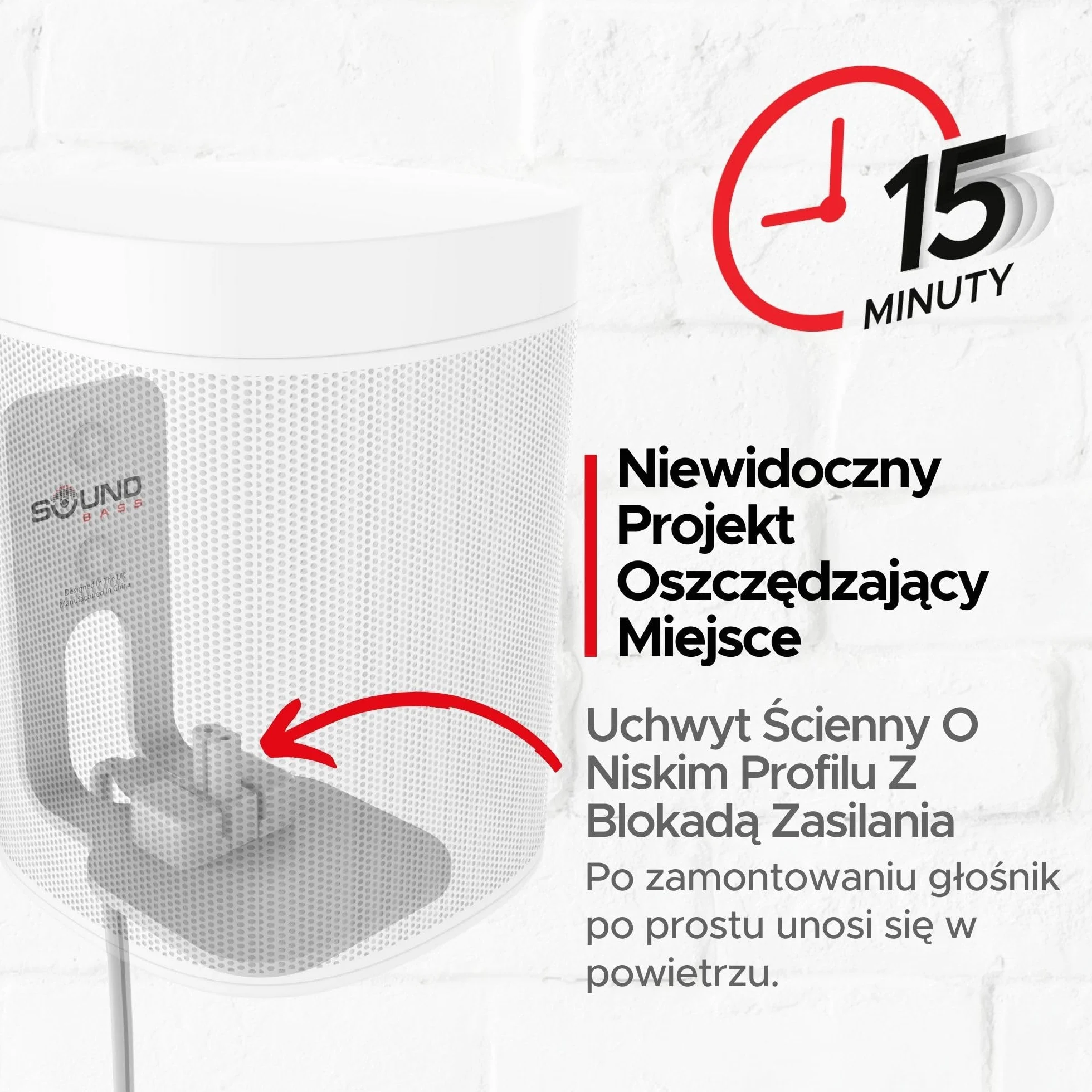 ONE, Gen 2, SL & Play:1 Uchwyt Ścienny, Zestaw Podwójny (2 szt.), Biały, Kompatybilny z Sonos ONE, Gen 2, ONESL i PLAY1