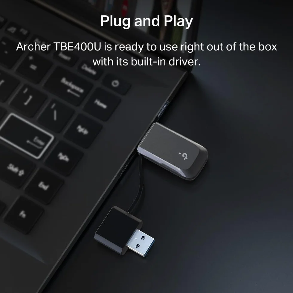 TP-Link Archer TBE400U Wi-Fi 7 pendrive do PC, USB-C/A WLAN adapter BE6500 Tri-Band, MU-MIMO, WPA3, USB 3.0, kompatybilny tylko z Windows 10/11