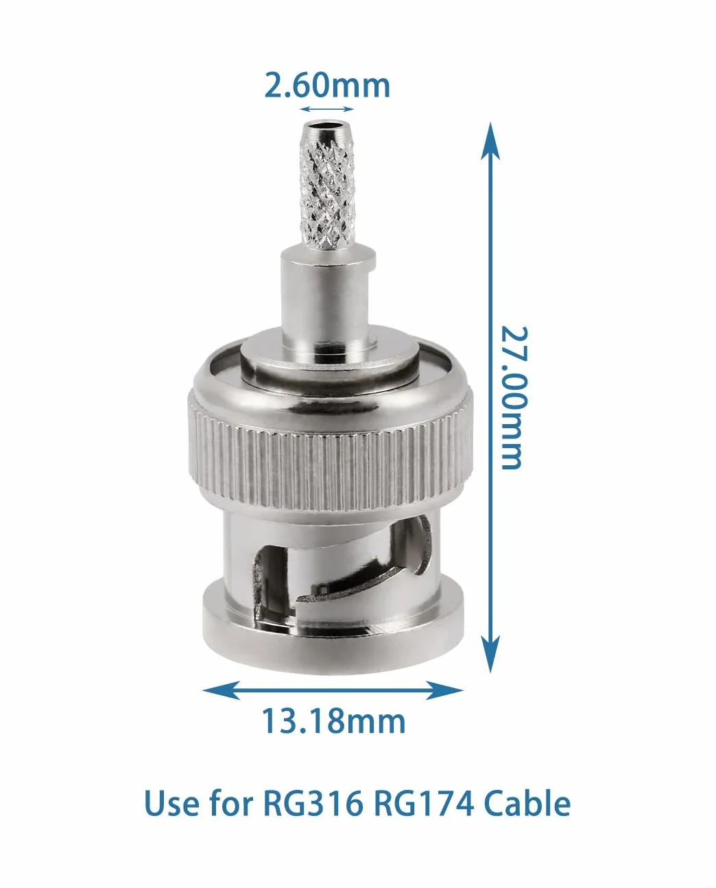 Vecys 10 PCS BNC Męskich Złączy 50 Ohm BNC Męskie Zaciskane Złącze dla RG316 RG174 RF Koncentryczny Kabel