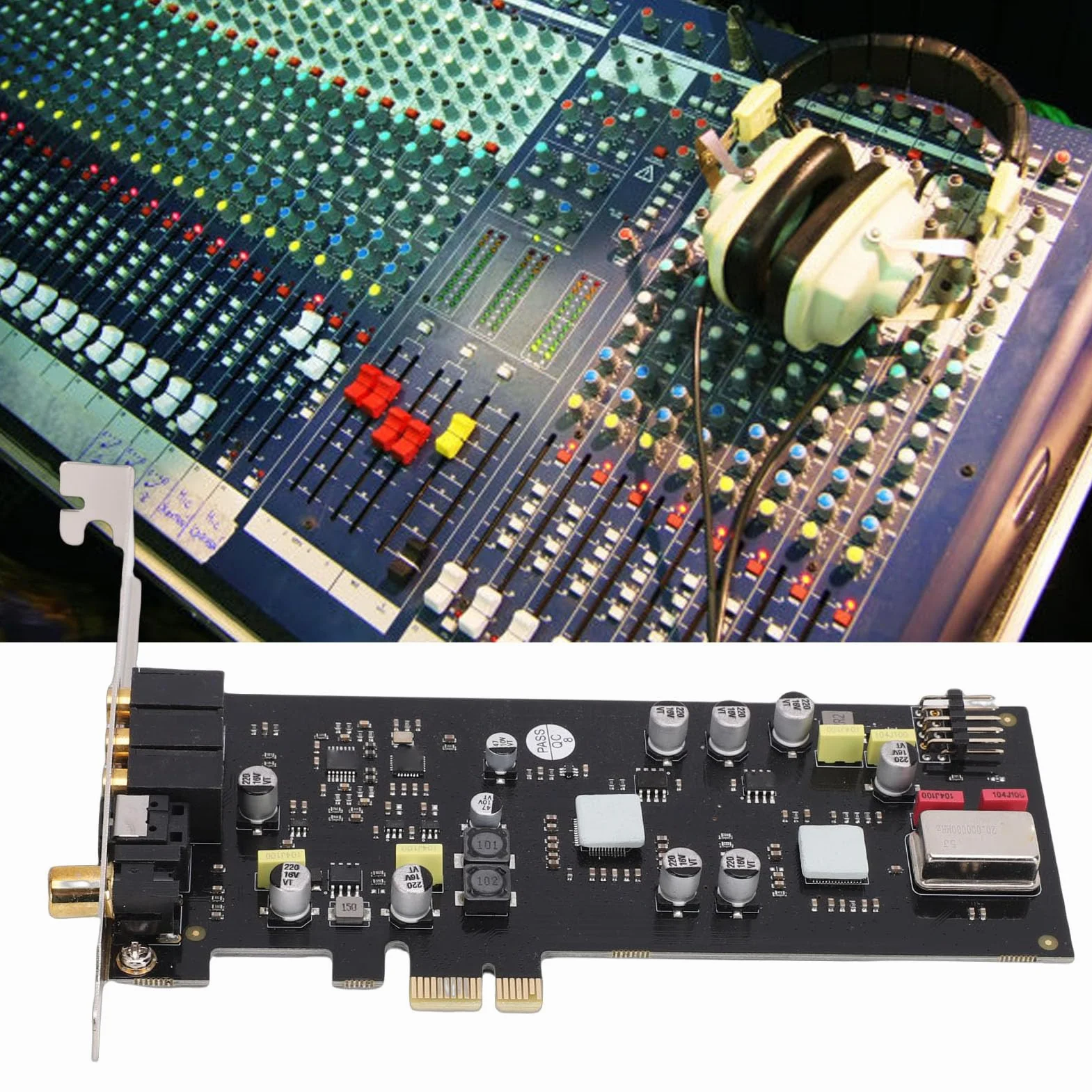 LICAEVEY Karta Dźwiękowa HiFi PCI Express, Chipset SSS1700 z Optycznym/koncentrycznym Interfejsem Cyfrowym, Profesjonalny Przetwornik Cyfrowo-analogowy do Nagrywania w Studiu i Gier