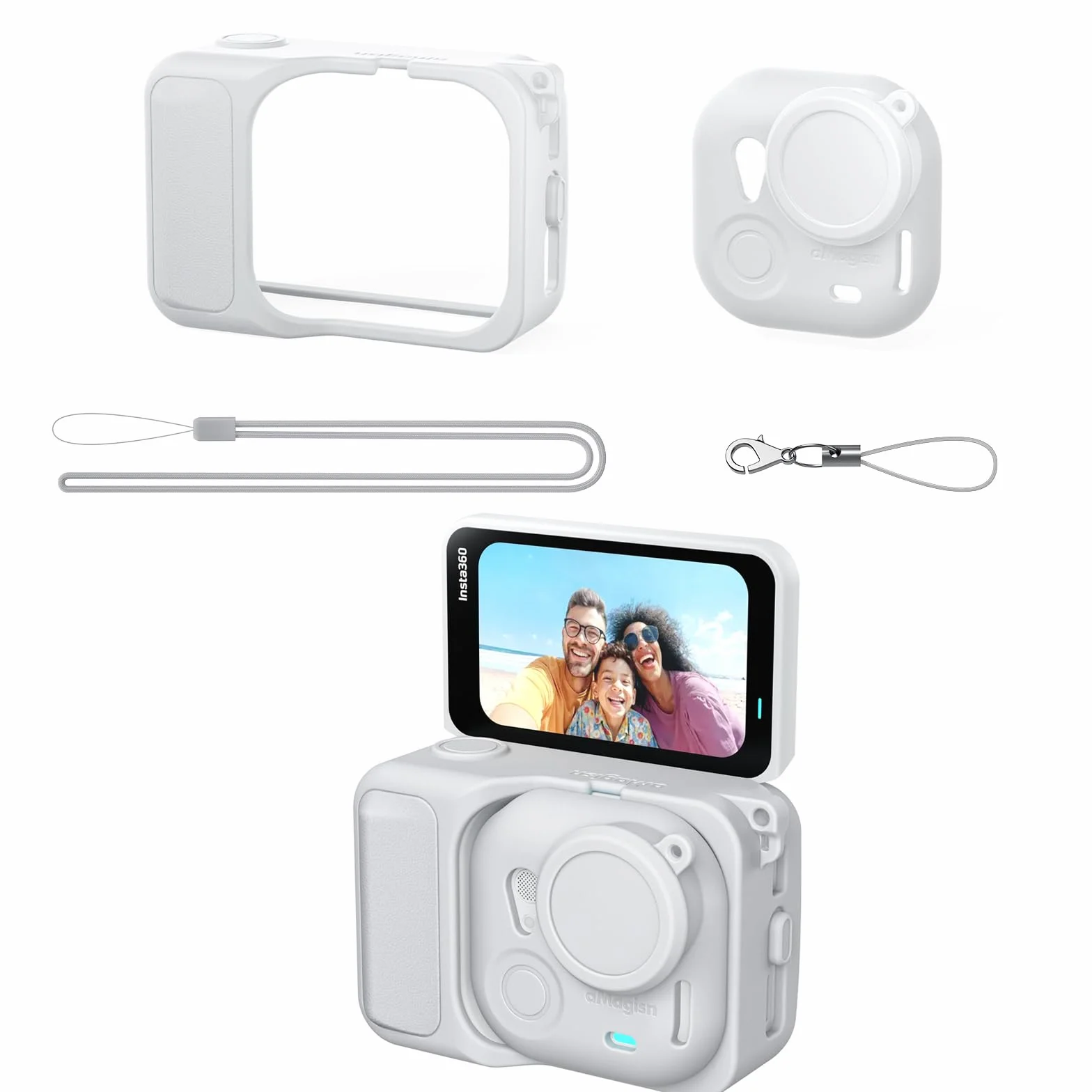 Gdraco Silikonowe etui ochronne do Insta360 GO Ultra obudowa aparatu z paskiem do zawieszenia i paskiem zabezpieczającym przed zgubieniem do Insta360 GO Ultra Action, akcesoria do kamery sportowej