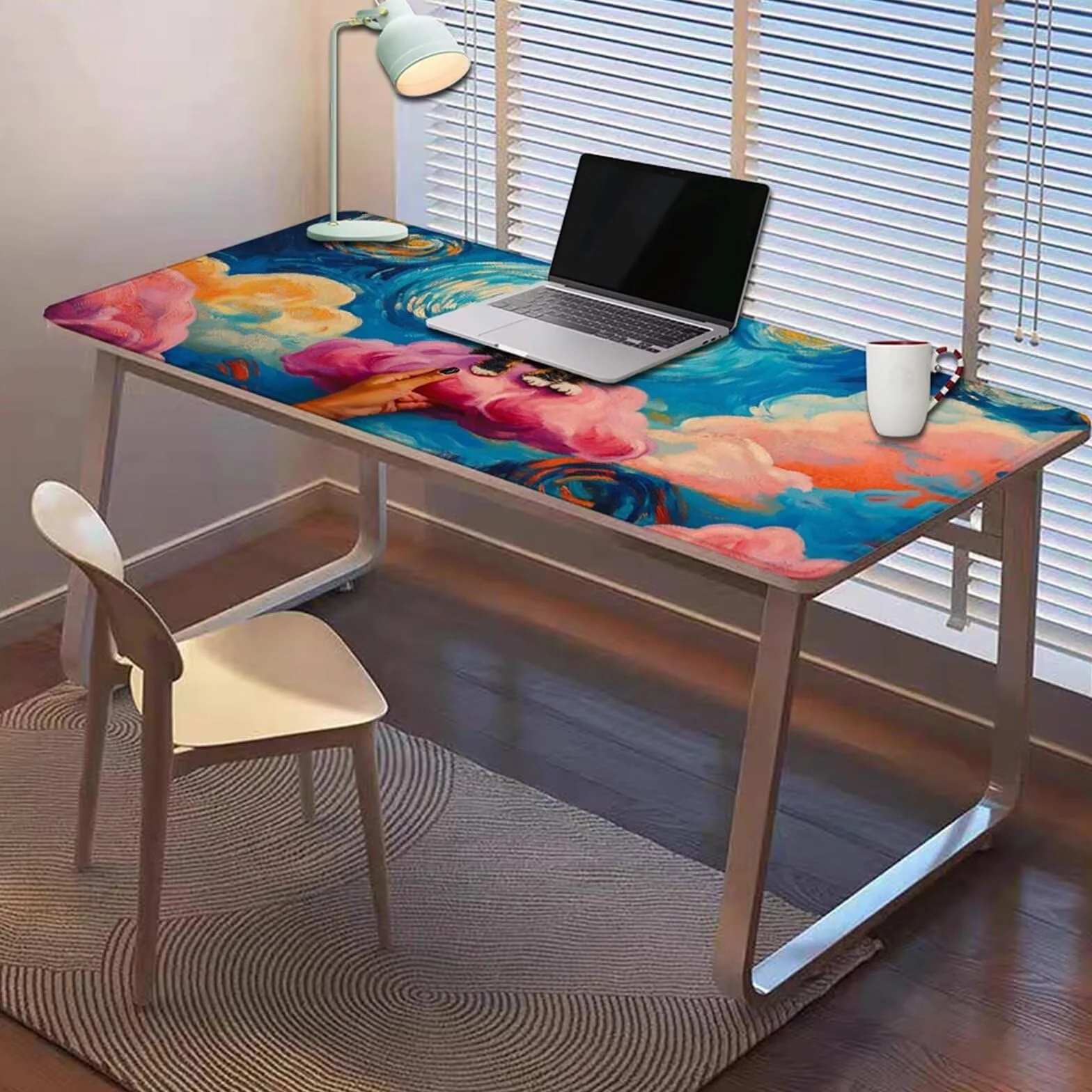 Gamingowa podkładka pod mysz 1200 x 600 x 3 mm, XXL, wodoszczelna, odporna na ścieranie, ze zszytymi krawędziami, podkładka na biurko, poprawia prędkość i precyzję, pod laptopa, komputera, wzór kota