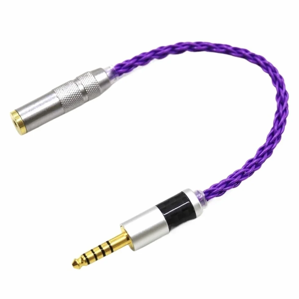 HiFi 4,4 mm zbalansowany adapter do słuchawek kabel audio 4,4 do 2,5 mm męski na żeński fioletowy (1,5 m)