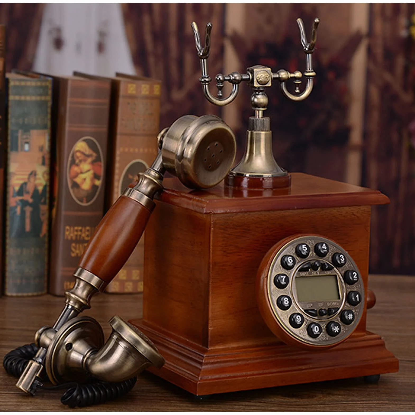 Telefon Retro, Telefon Stacjonarny Z Przyciskami, Antyczny Telefon, Telefony Vintage Z Podświetleniem, Telefon Stacjonarny Do Domu, Wystroju, Salonu, Sypialni, Biura,