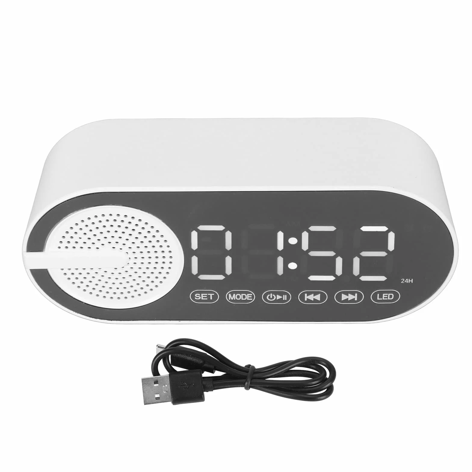 Głośnik z Budzikiem Bluetooth, Cyfrowe Radio z Budzikiem z Pełnym Basem FM, Przenośny Głośnik Bluetooth z Lustrzanym Wyświetlaczem LED do Sypialni, Biura i Pokoju w Akademiku