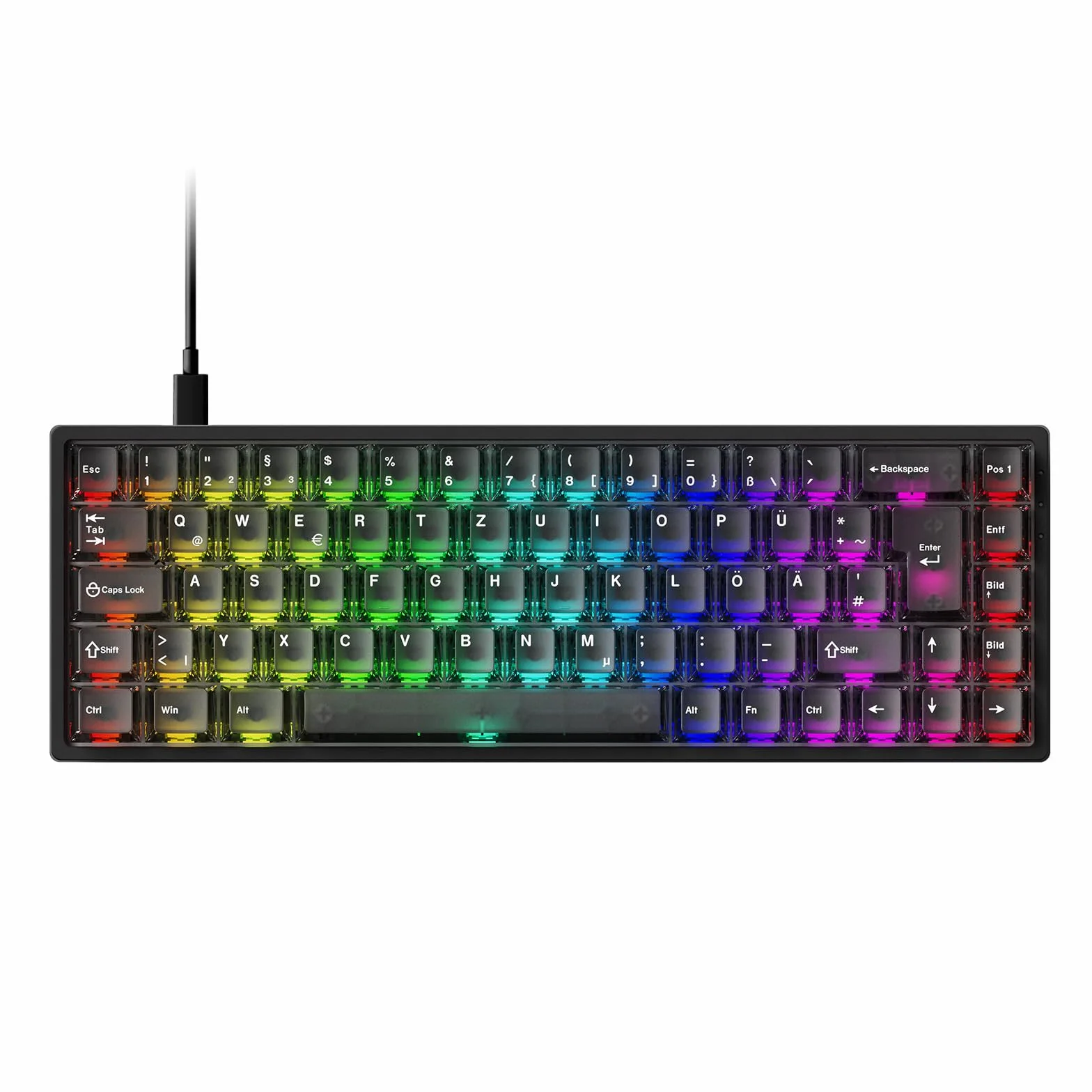MONSGEEK FUN68 HE Klawiatura gamingowa, układ QWERTZ-ISO-DE, przełącznik efektu Halla, przewodowa klawiatura RGB 65%, RT 0,005 mm, częstotliwość próbkowania 8000 Hz, regulowana siła wyzwalania