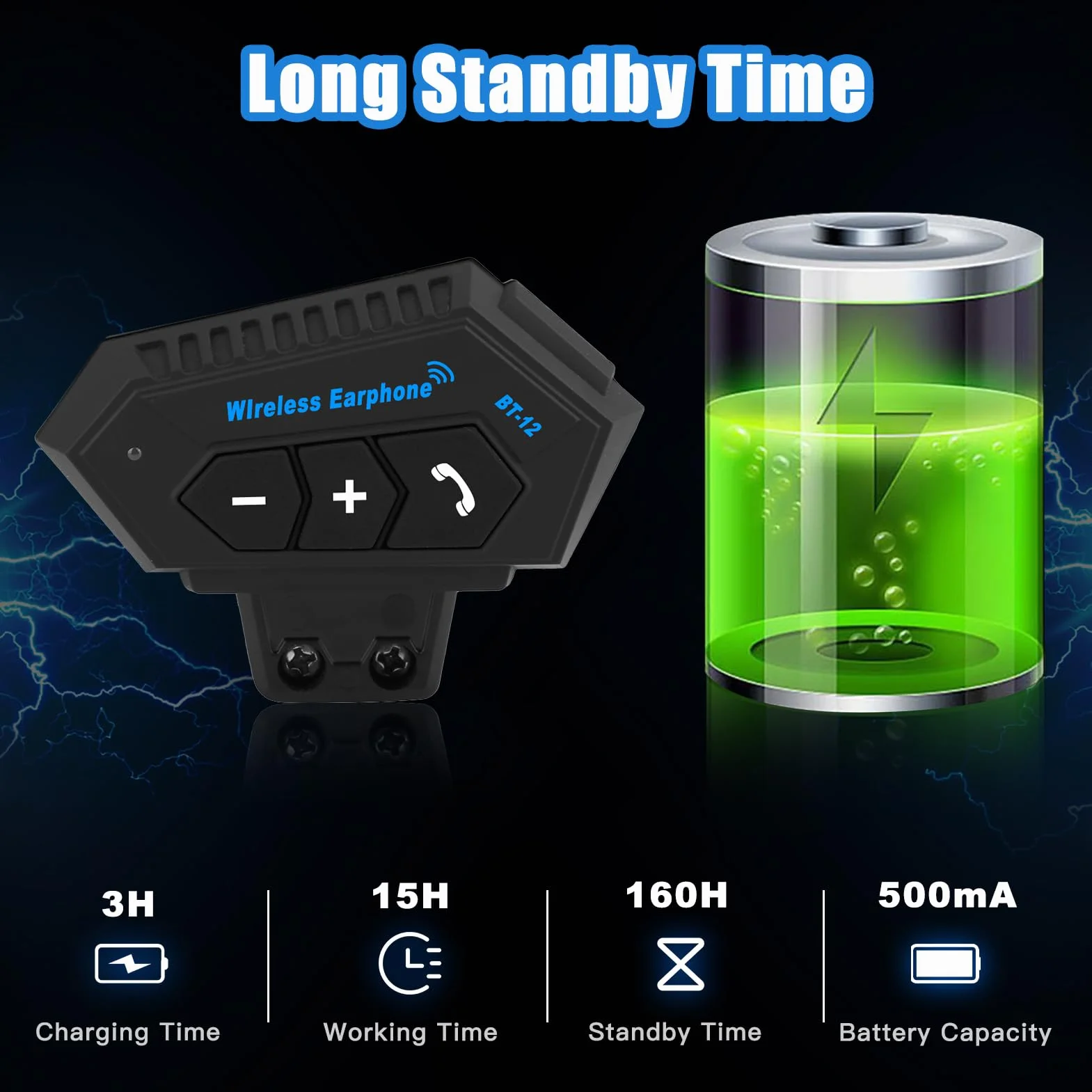 Yosoo Health Gear Zestaw słuchawkowy Bluetooth do kasku motocyklowego, kask motocyklowy, zestaw słuchawkowy Bluetooth, akcesoria motocyklowe, akcesoria z bateriami do głośników, sterowanie