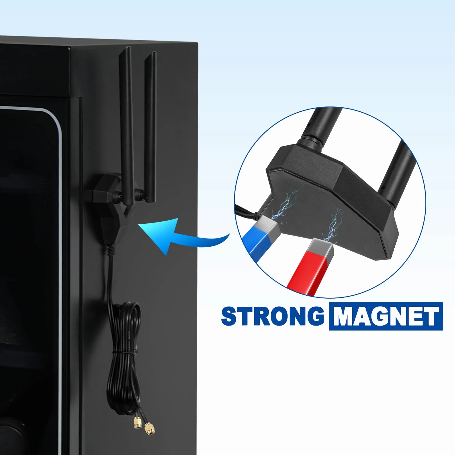 Eightwood Dwuzakresowa antena WiFi 2,4 GHz 5 GHz RP-SMA antena WiFi z kablem przedłużającym 2 m do komputera stacjonarnego PCI PCIe WiFi karta Bluetooth bezprzewodowy router sieciowy