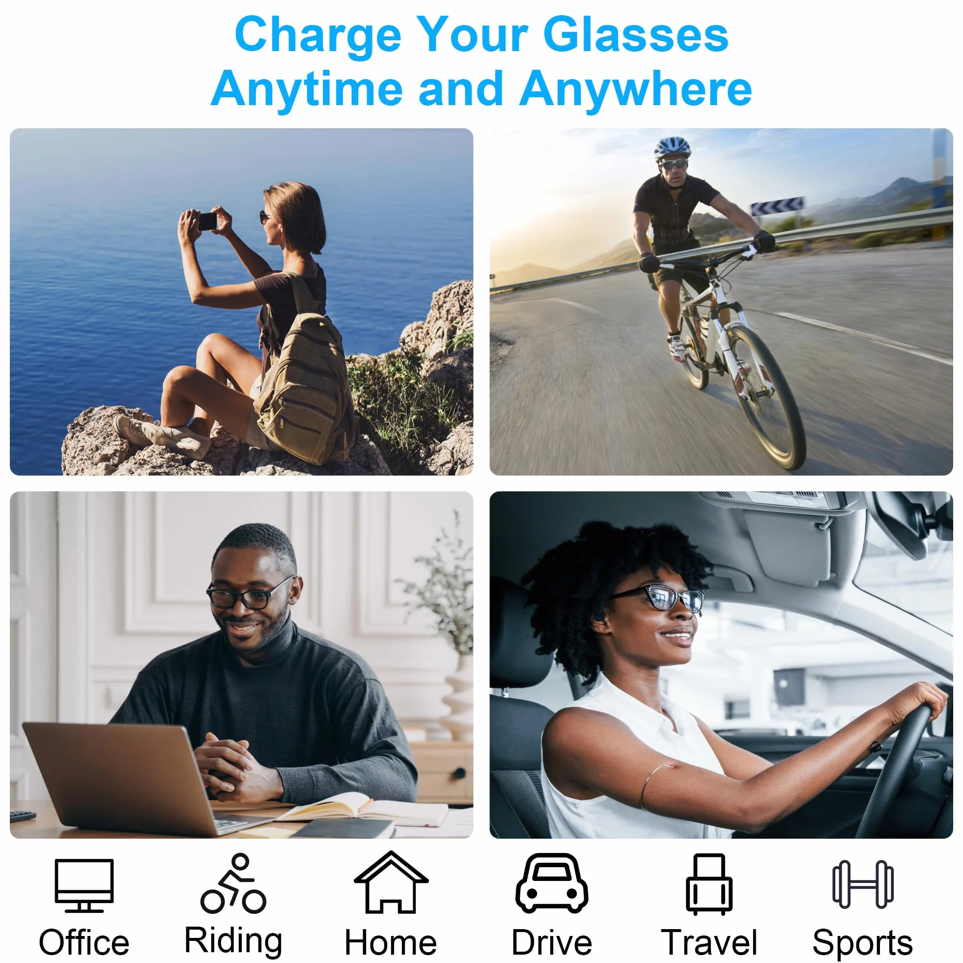 HiBloks Kabel do ładowania Ray-Ban Meta Wayfarer/Skyler/Headliner Gen 2 i akcesoria Oakley Meta HSTN, ładowanie typu C 1,2 m podczas użytkowania, przenośny, do podróży, samochodu, telefonu, laptopa