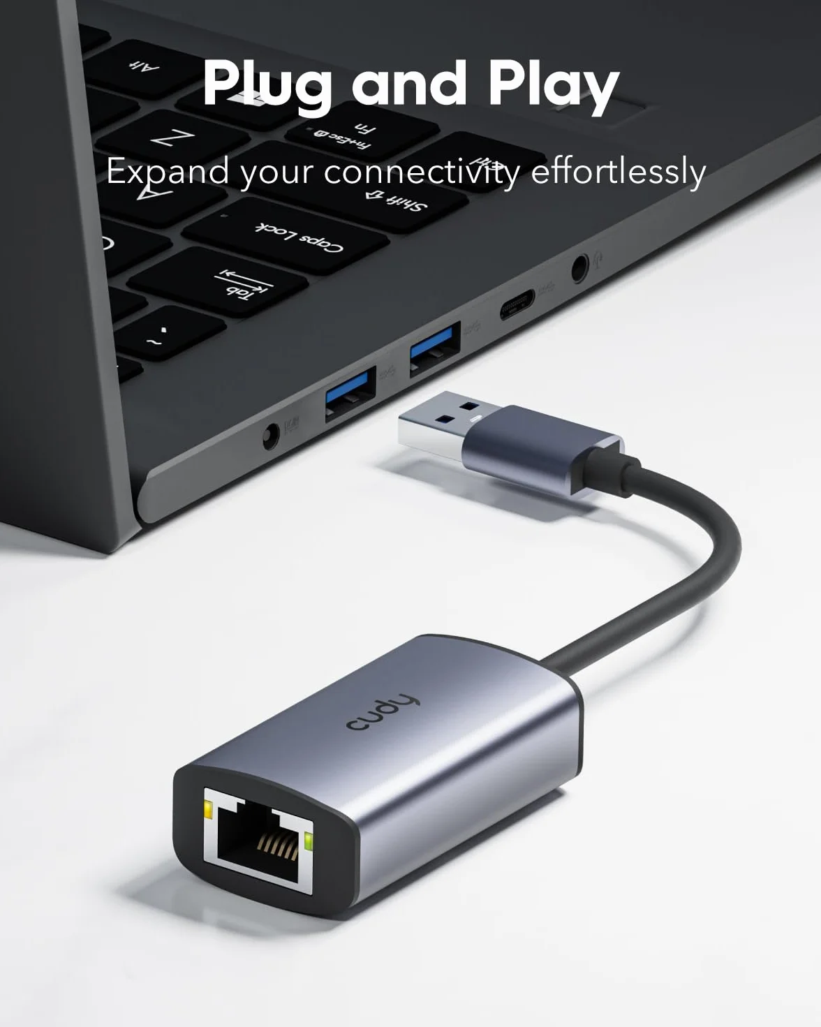 Cudy Adapter Ethernet USB-A Gigabitowy USB 3.0 Aluminiowy RJ45 LAN Bez Sterowników