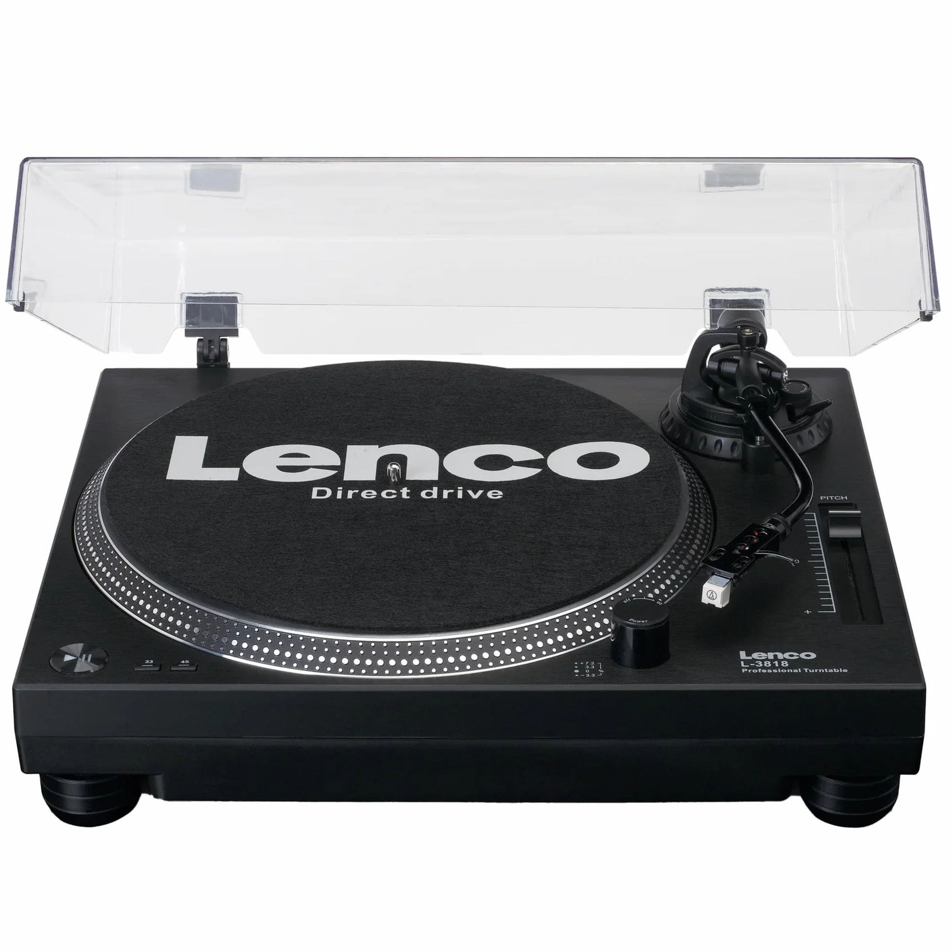 Lenco L-3818BK - gramofon - gramofon - odtwarzacz winylowy | L-3818 - Pitch Control - 33 i 45 obr./min - przedwzmacniacz stereo - USB - wyjście RCA