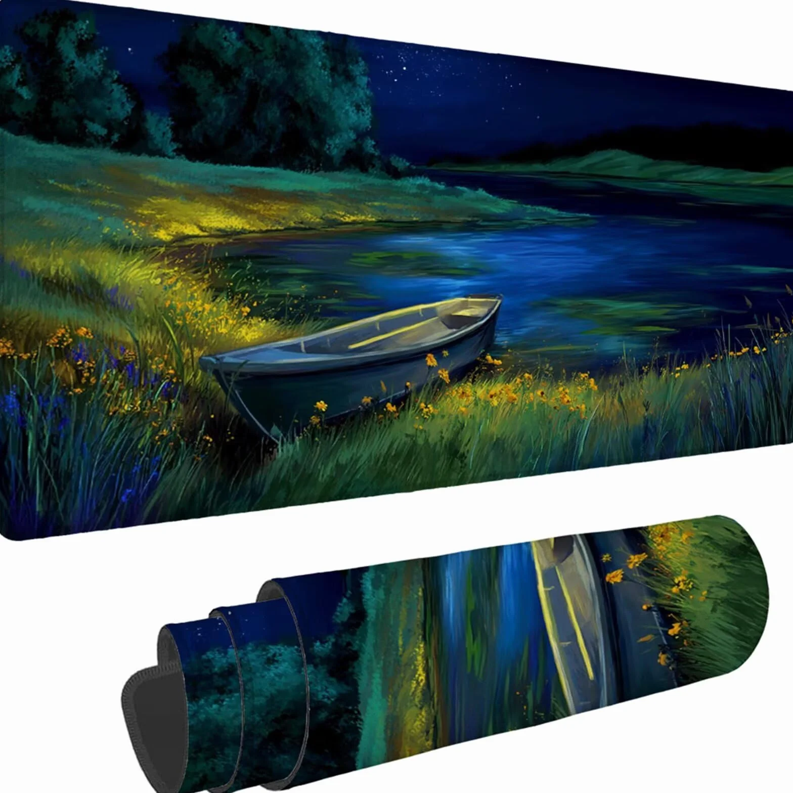 Gamingowa podkładka pod mysz 1200 x 600 x 3 mm, XXL, wodoszczelna, odporna na ścieranie, z przyszytymi krawędziami, niebieska, podkładka na biurko, poprawia prędkość i precyzję, do komputera, laptopa