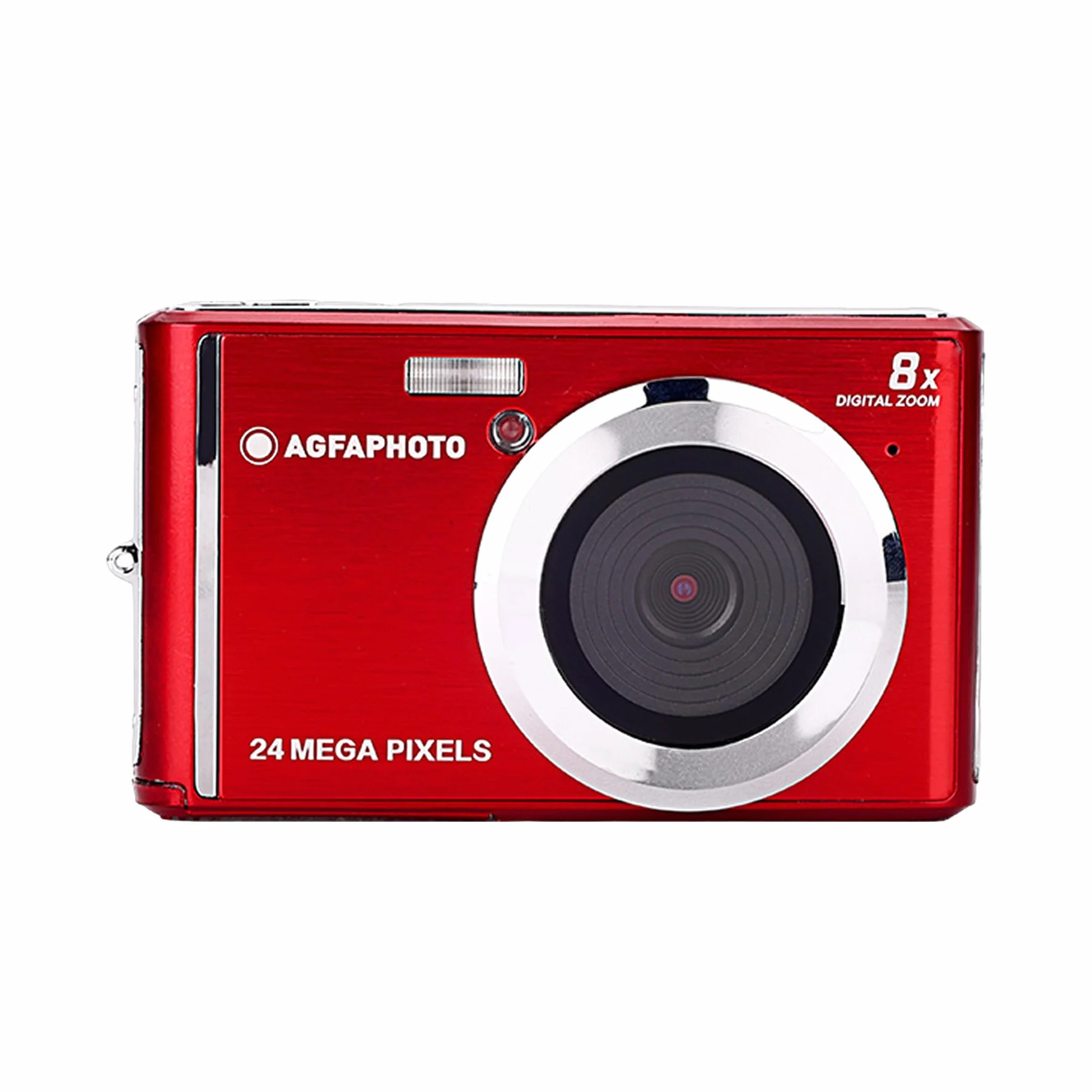 AGFA Realishot DC5500 - kompaktowy aparat cyfrowy, 24 MP, 2,4-calowy ekran LCD, 8-krotny zoom cyfrowy, wideo HD 720p, zewnętrzna pamięć SD, bateria litowa - czerwony