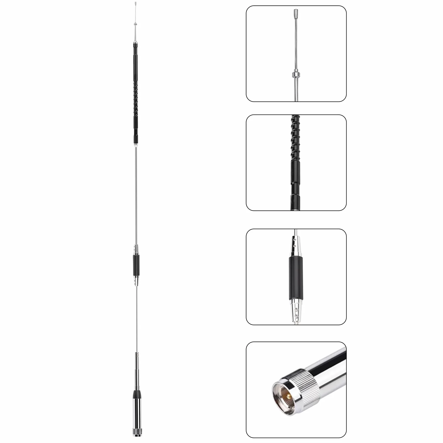 Radio mobilne Quad Band Antena 10 m/6 m/2 m/70 cm 29/50/144/430MHz 1.2 m High Gain Antena do radia samochodowego Molie z kablem koncentrycznym 5 m i klipsem bazowym
