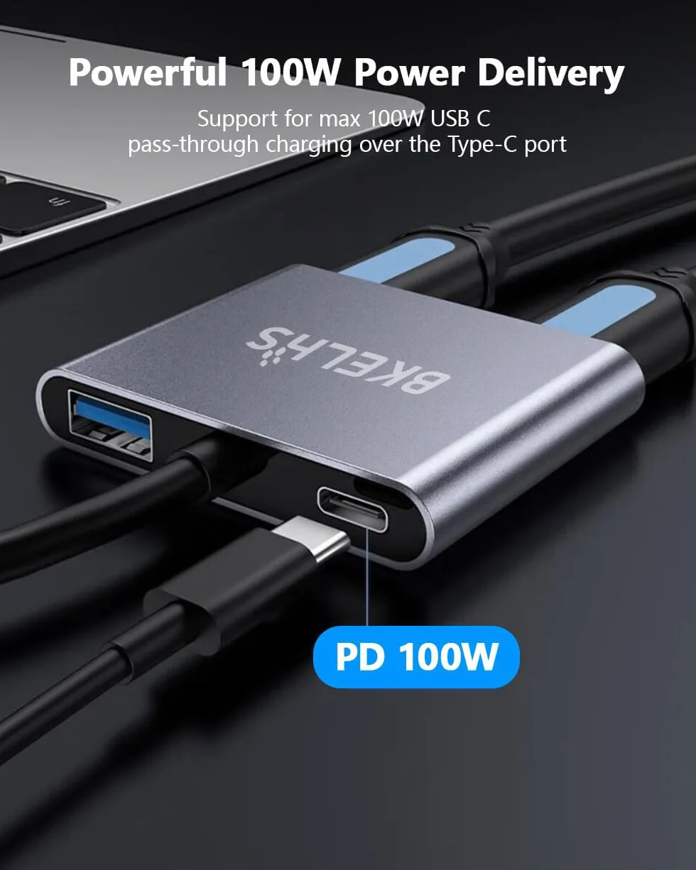Adapter USB C na podwójny HDMI 4K 60 Hz, rozdzielacz typu C na HDMI do 2 monitorów, 4 w 1 Hub USB C 2 HDMI, USB 3.0, 100 W PD, rozszerzony wyświetlacz do MacBooka Air/Pro Thunderbolt 4, wieloportowy klucz sprzętowy z dwoma ekranami