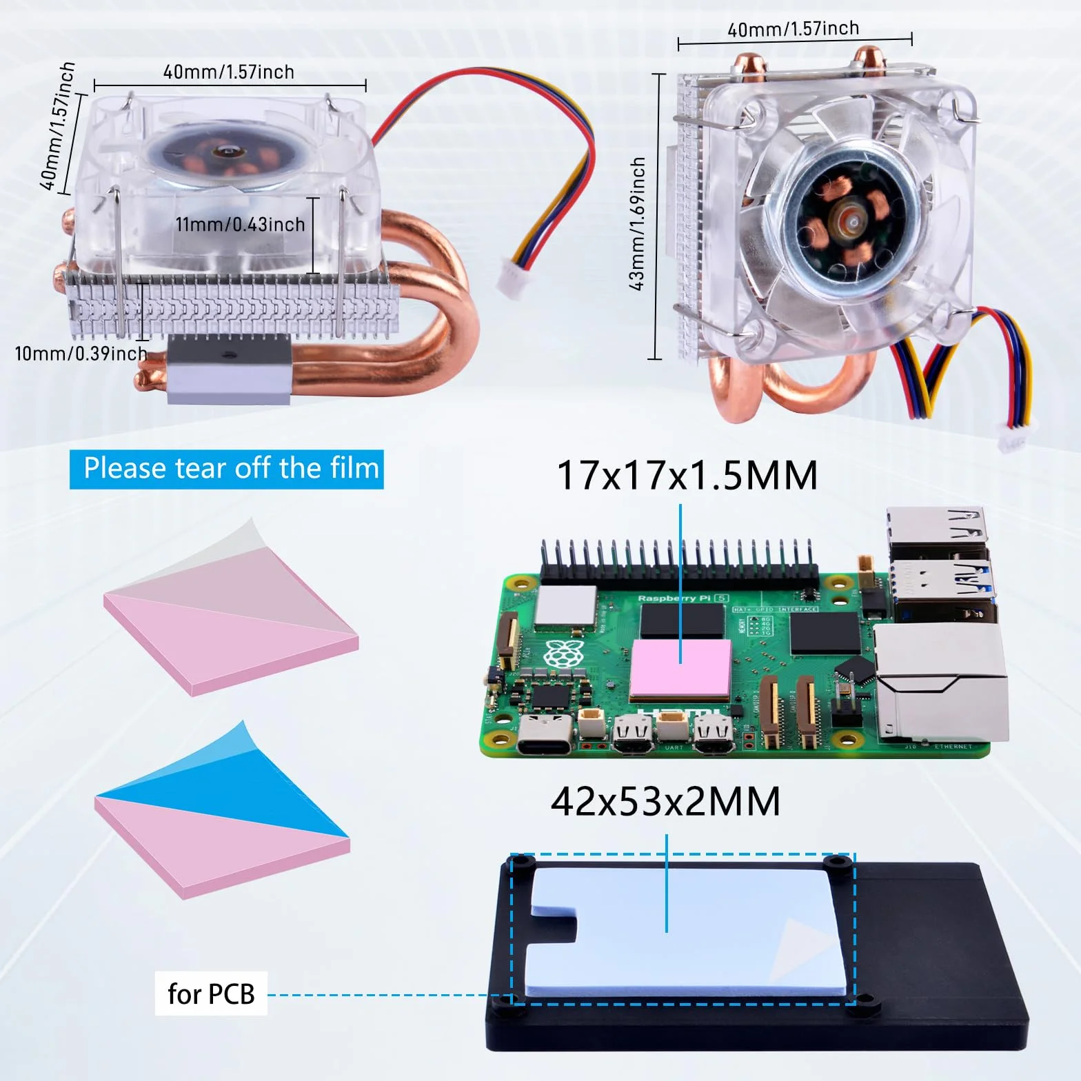 GeeekPi Ice Tower Cooler do Raspberry Pi 5, aluminiowy klimatyzator Pi 5 z wentylatorem chłodzącym do Raspberry Pi 5 4 GB/8 GB (Raspberry Pi 5 nie wchodzi w zakres dostawy), EP-0215