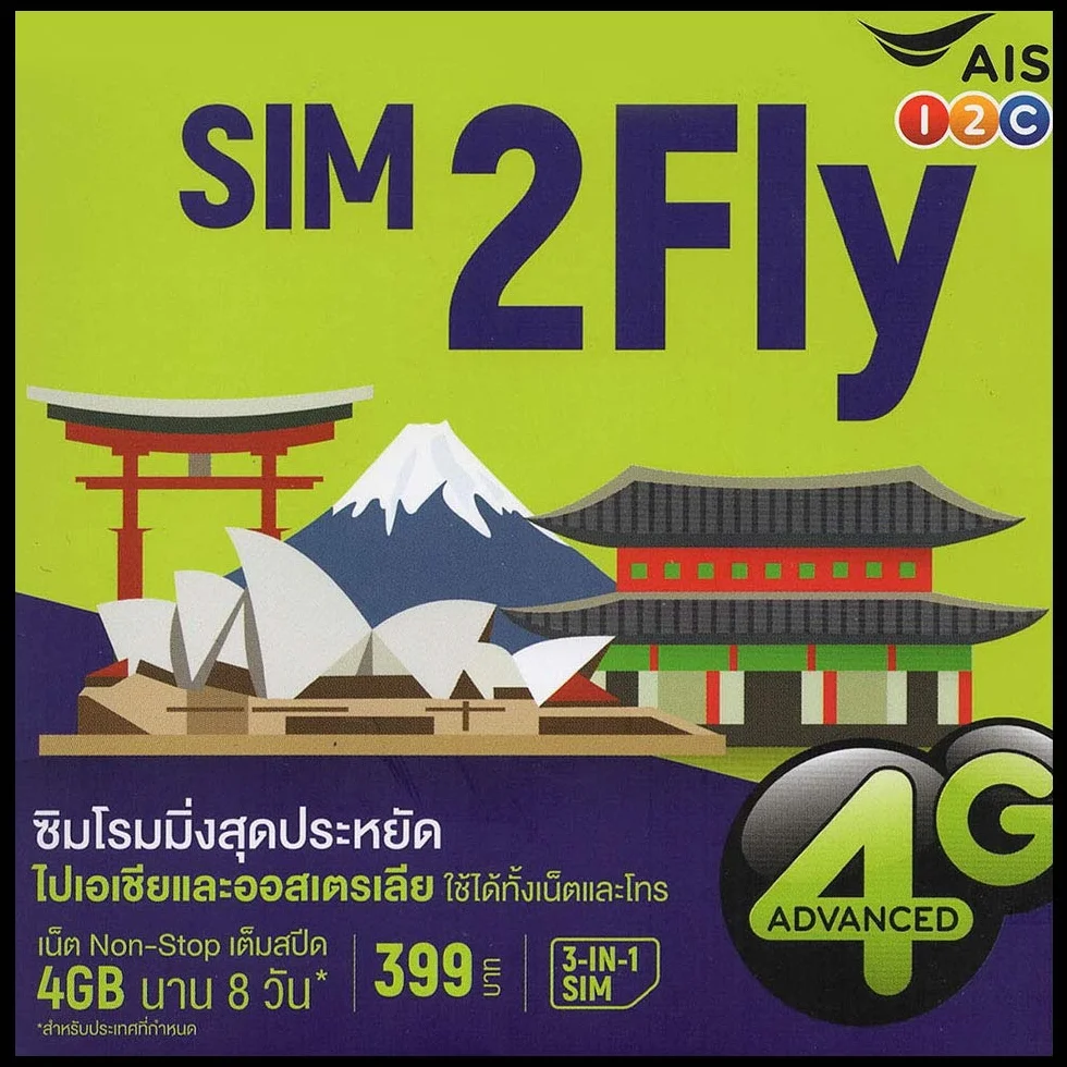 Przedpłacona karta SIM azjatycka 14 krajów 4 GB danych 3G/4G 8 dni SIM2Fly