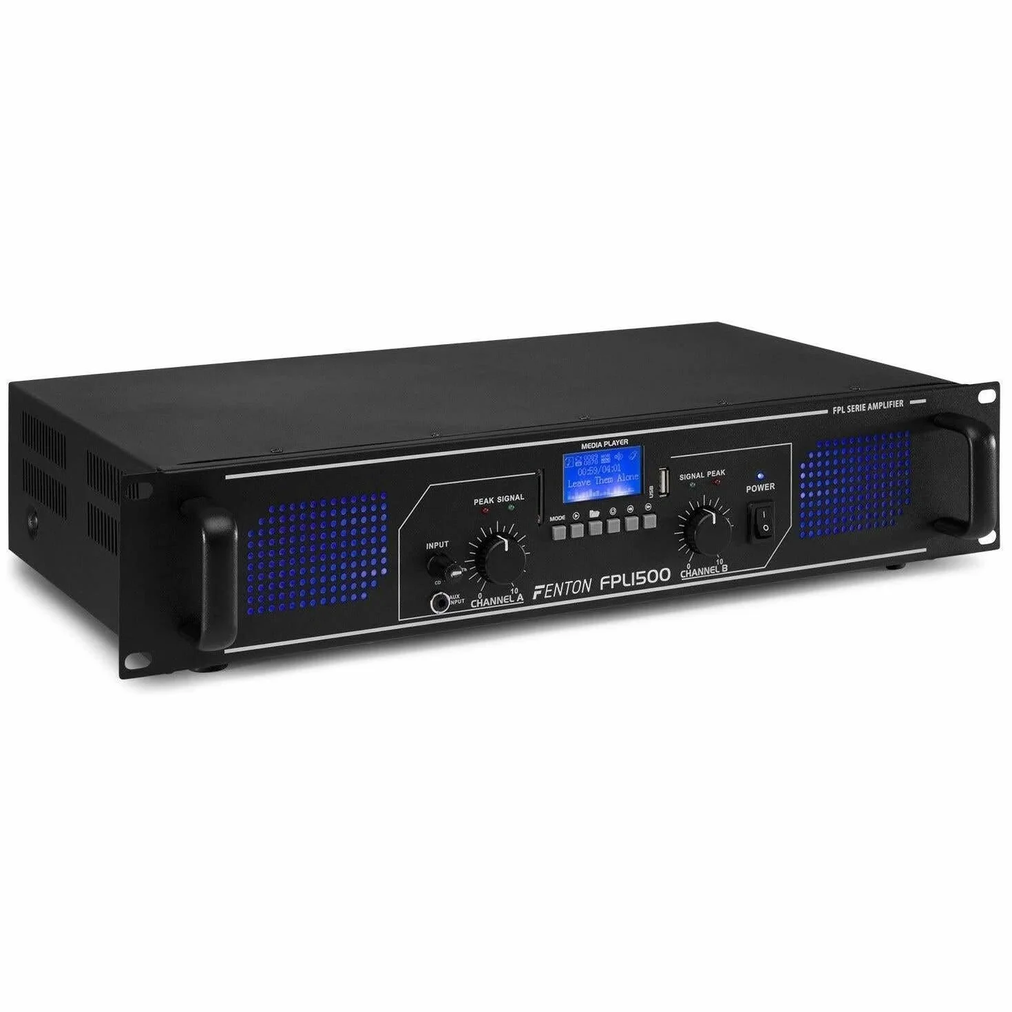 Fenton FPL1500 wzmacniacz PA 1500 W, 3-kanałowy wzmacniacz mocy, wzmacniacz cyfrowy z Bluetooth, AUX, USB, odtwarzacz MP3, wielokanałowy wzmacniacz mocy, wzmacniacz, czarny